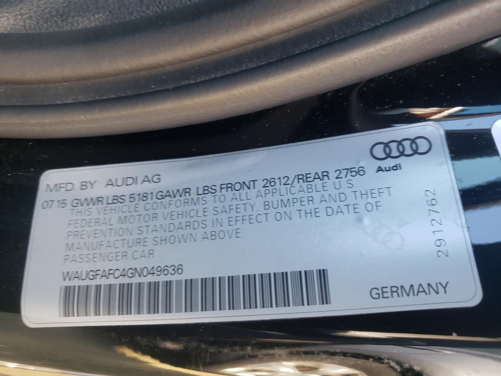 Photo 10 from auction – 2016 AUDI A6 PREMIUM with VIN WAUGFAFC4GN049636