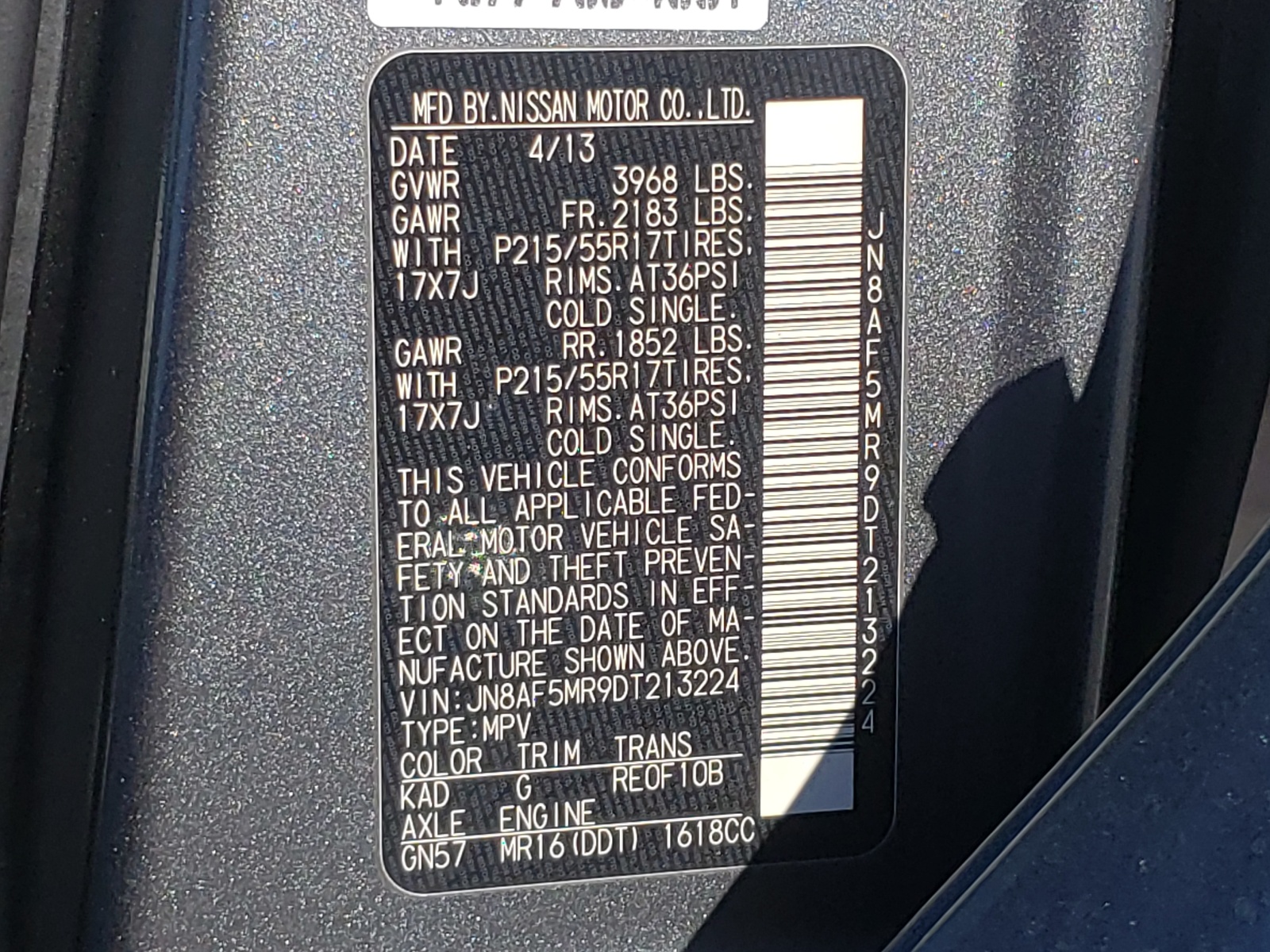 Photo 10 from auction – 2013 NISSAN JUKE S with VIN JN8AF5MR9DT213224