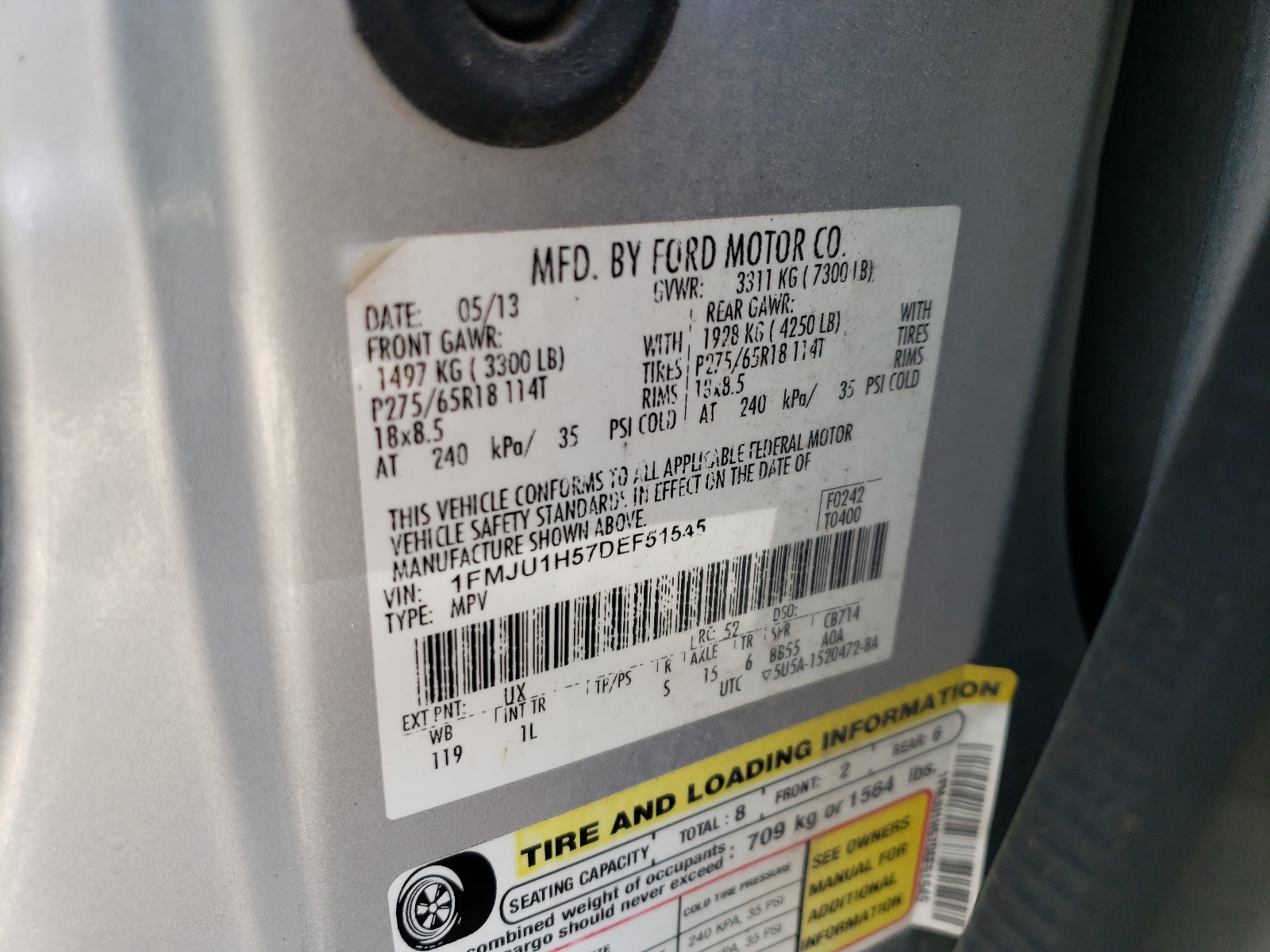Photo 10 from auction – 2013 FORD EXPEDITION with VIN 1FMJU1H57DEF51545