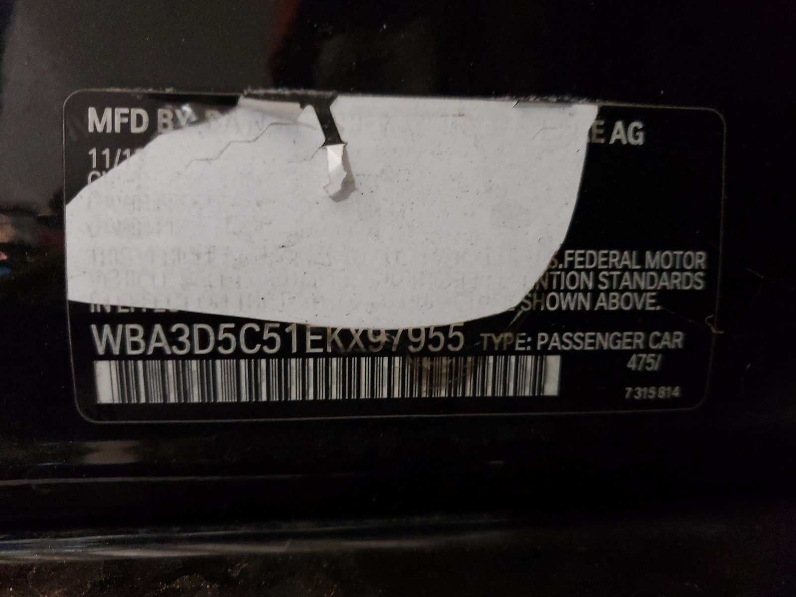 Photo 10 from auction – 2014 BMW 3 SERIES with VIN WBA3D5C51EKX97955