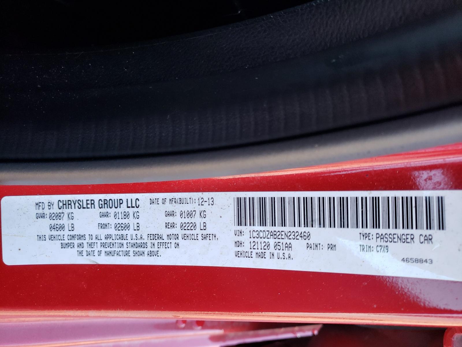Photo 10 from auction – 2014 DODGE AVENGER SE with VIN 1C3CDZAB2EN232460