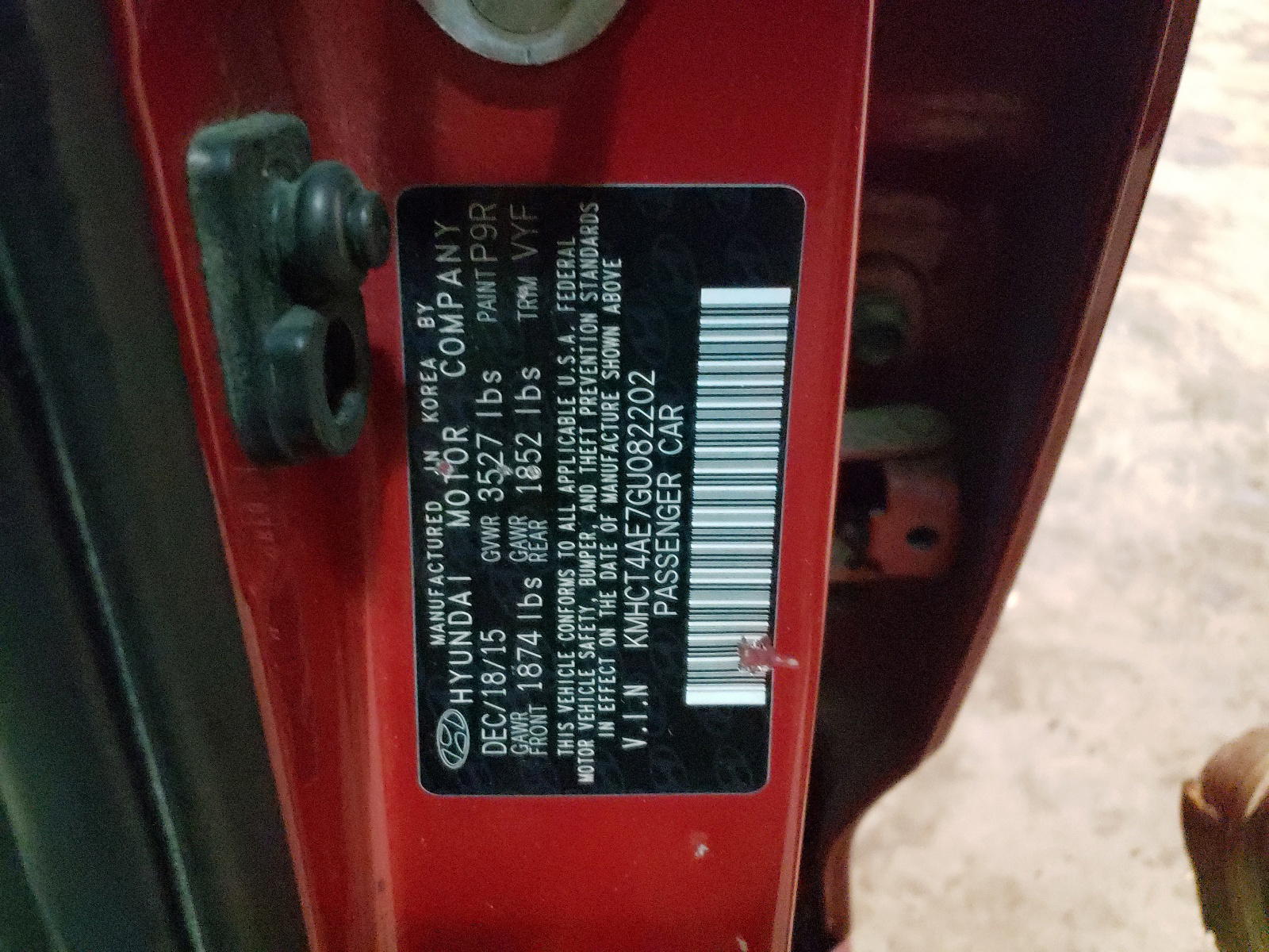 Photo 10 from auction – 2016 HYUNDAI ACCENT SE with VIN KMHCT4AE7GU082202