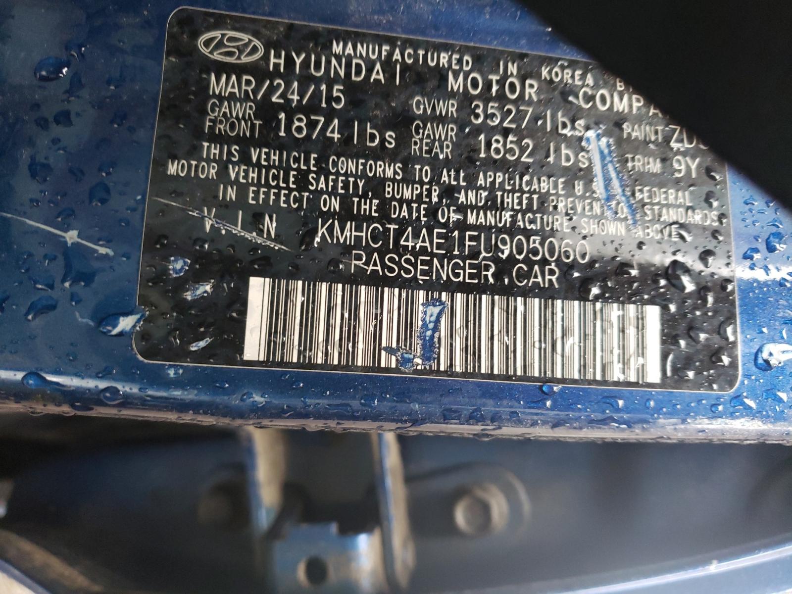 Photo 10 from auction – 2015 HYUNDAI ACCENT GLS with VIN KMHCT4AE1FU905060