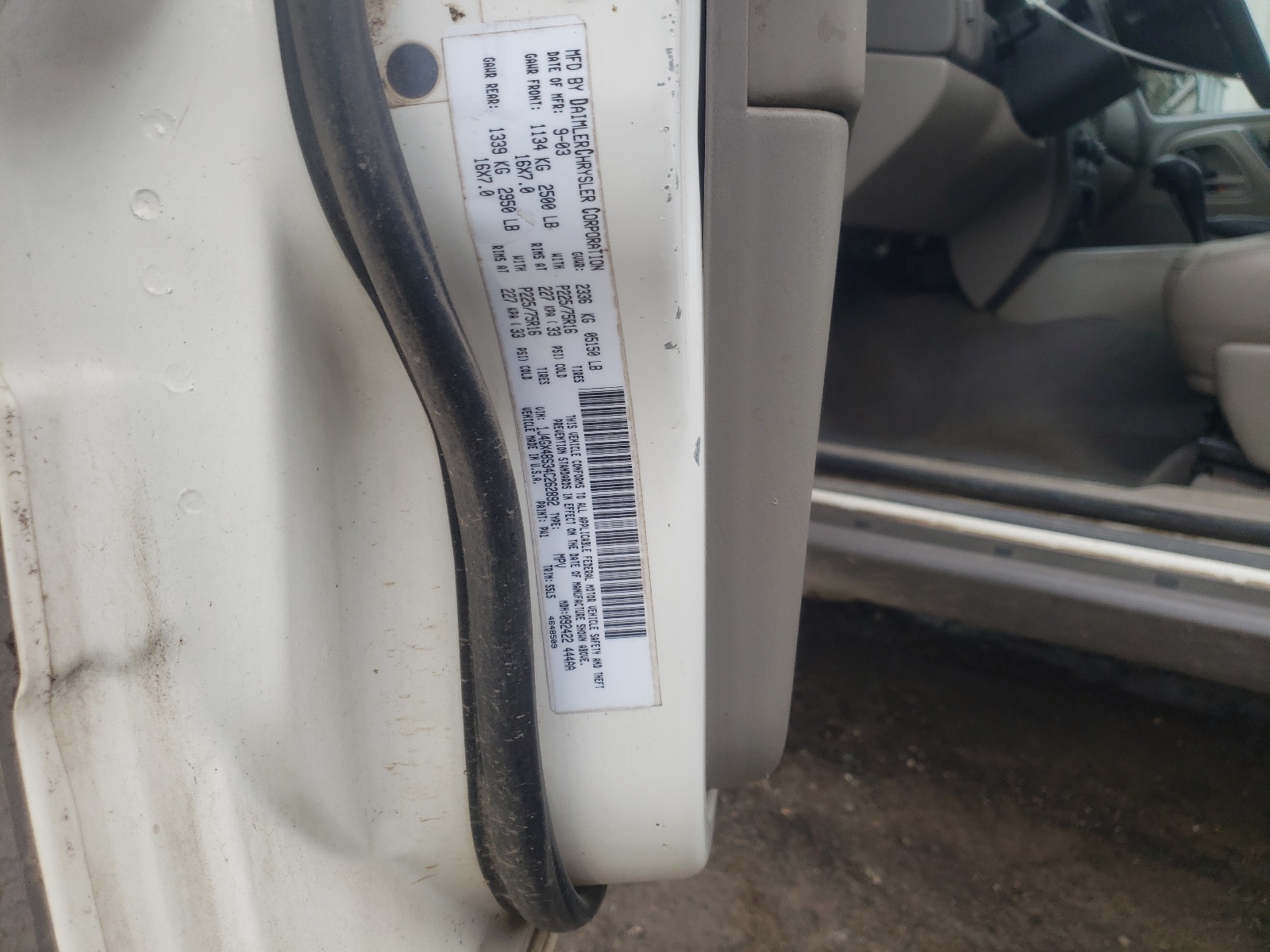 Photo 10 from auction – 2004 JEEP GRAND CHER with VIN 1J4GX48S34C262892