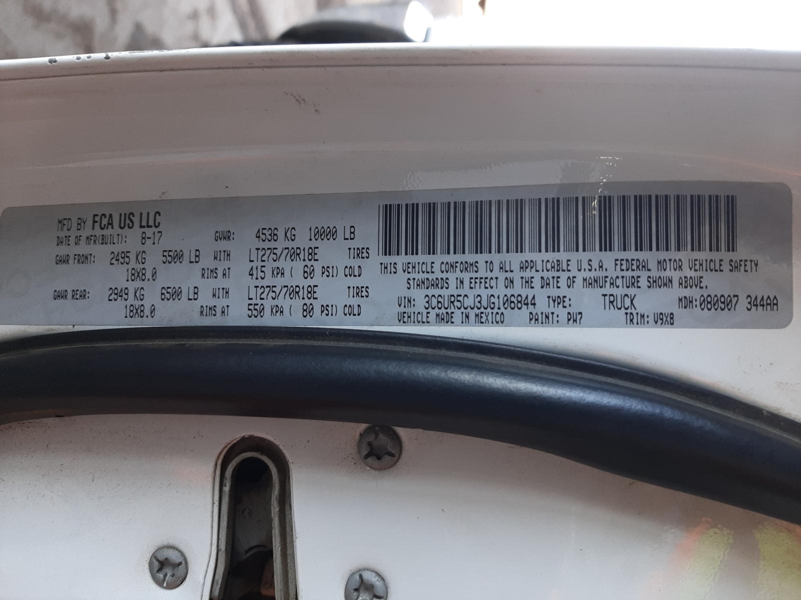 Photo 10 from auction – 2018 RAM 2500 ST with VIN 3C6UR5CJ3JG106844