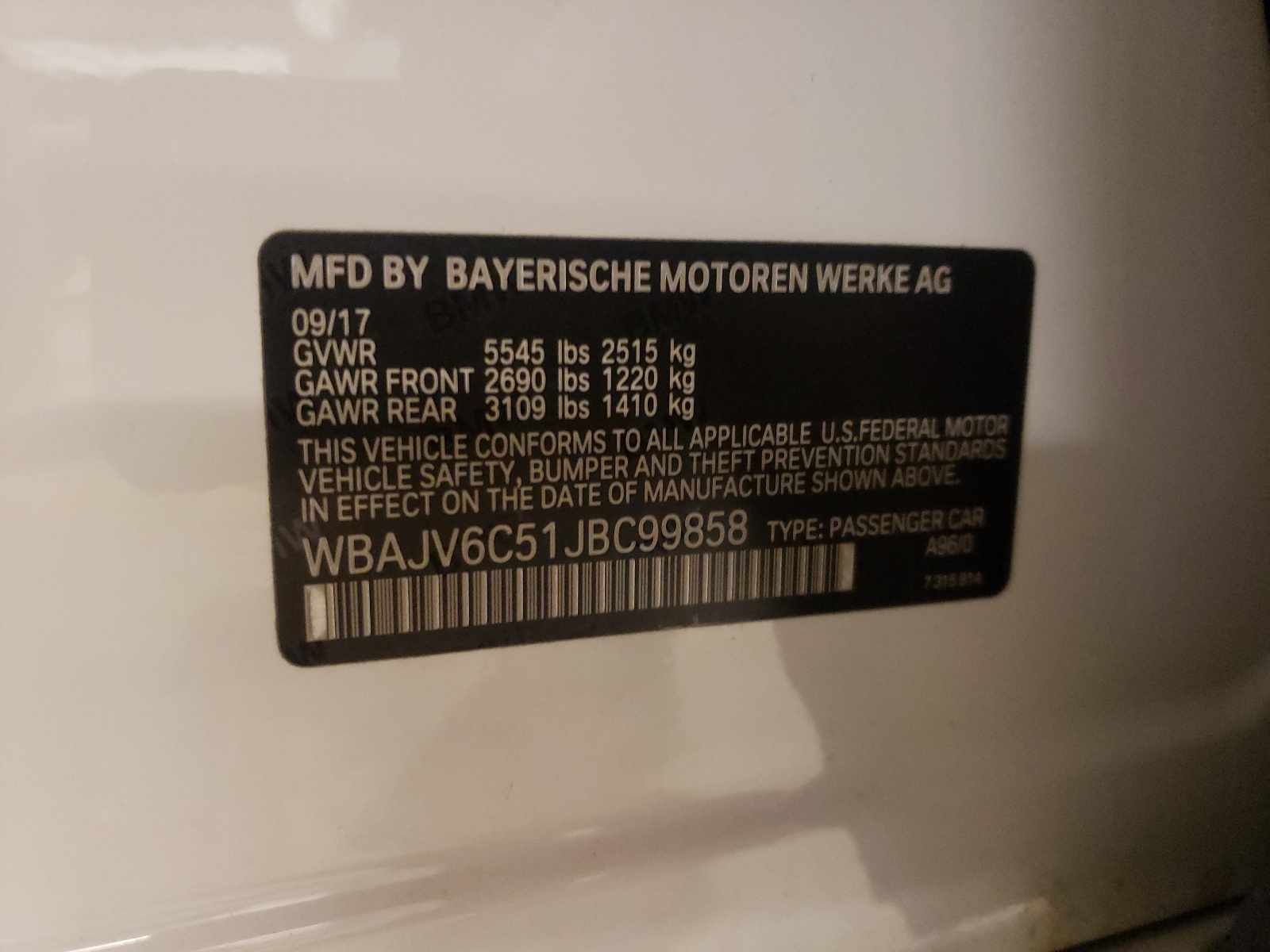 Photo 10 from auction – 2018 BMW 640 XIGT with VIN WBAJV6C51JBC99858