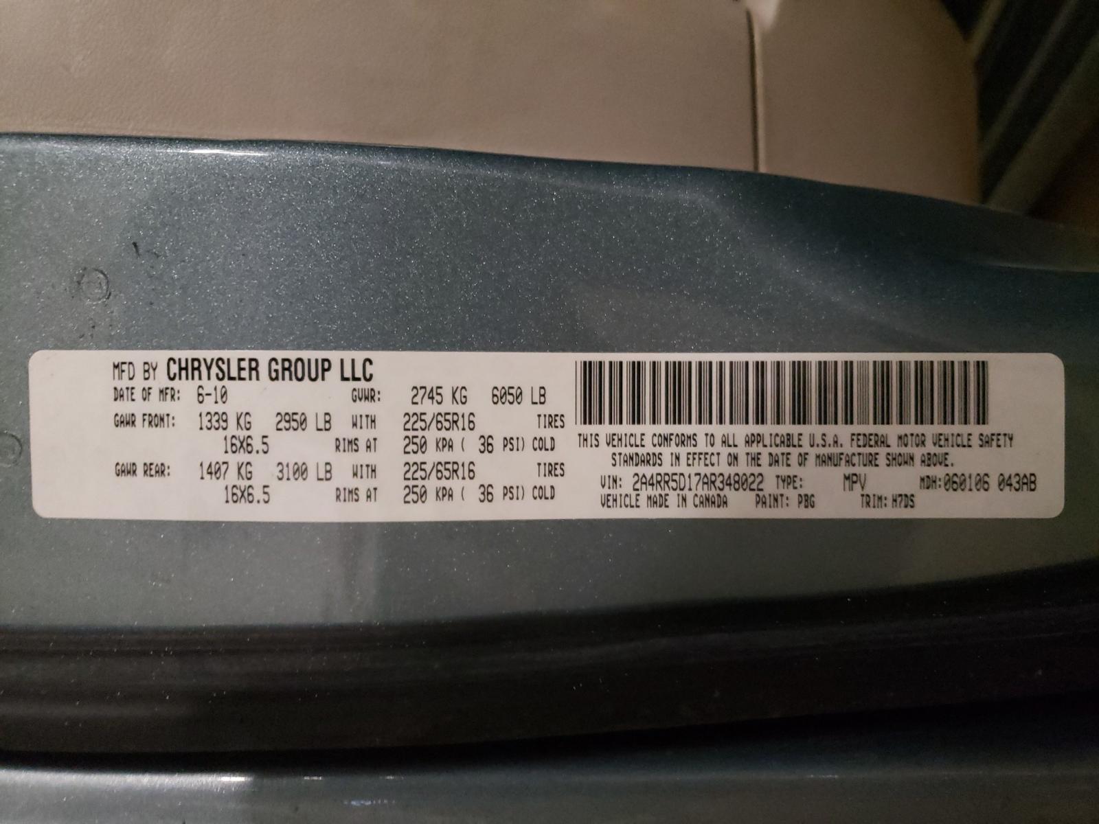 Photo 10 from auction – 2010 CHRYSLER TOWN & COU with VIN 2A4RR5D17AR348022