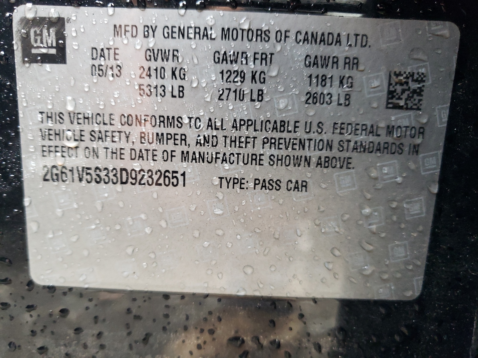 Photo 10 from auction – 2013 CADILLAC XTS PLATIN with VIN 2G61V5S33D9232651