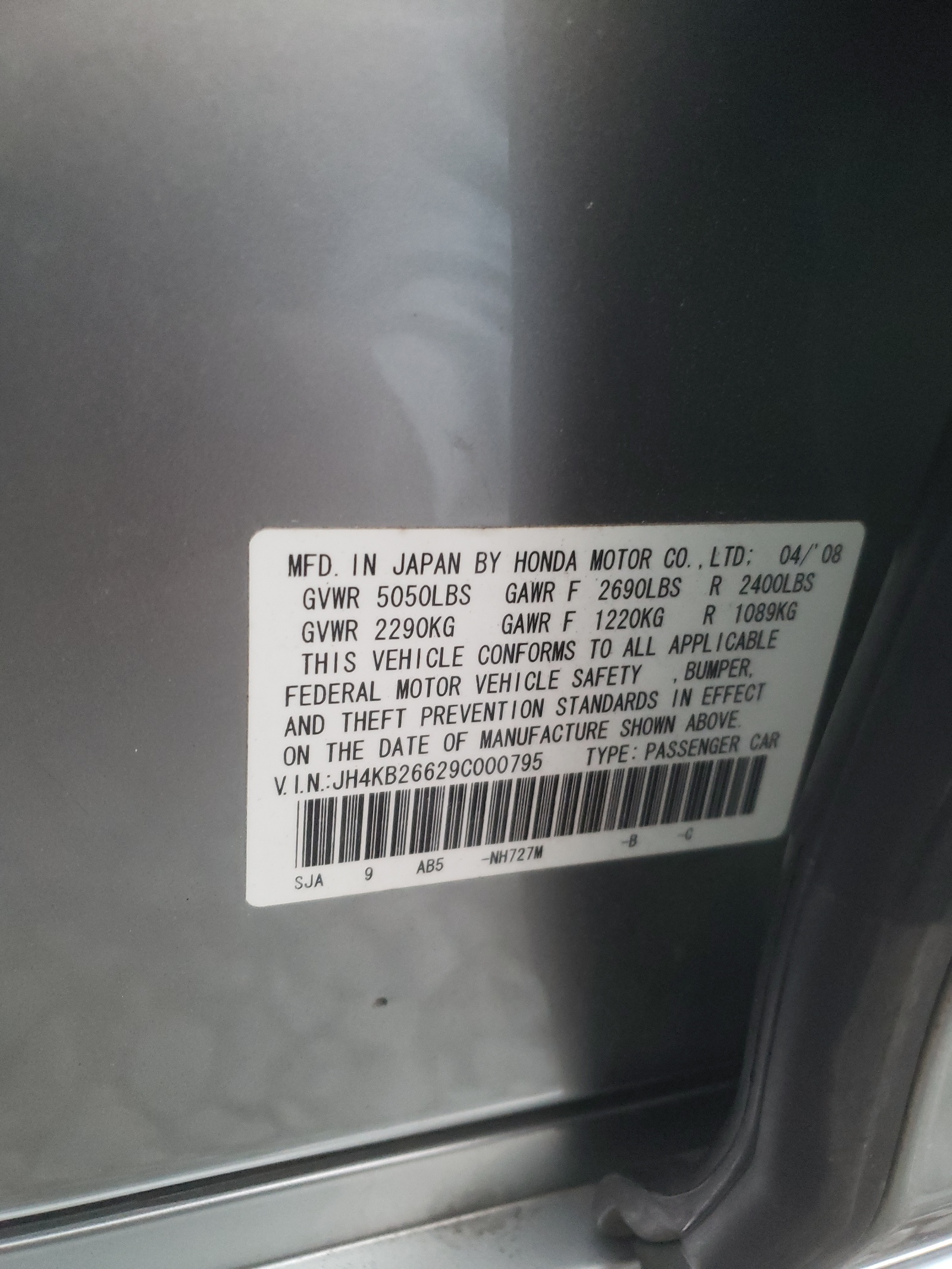 Photo 10 from auction – 2009 ACURA RL with VIN JH4KB26629C000795