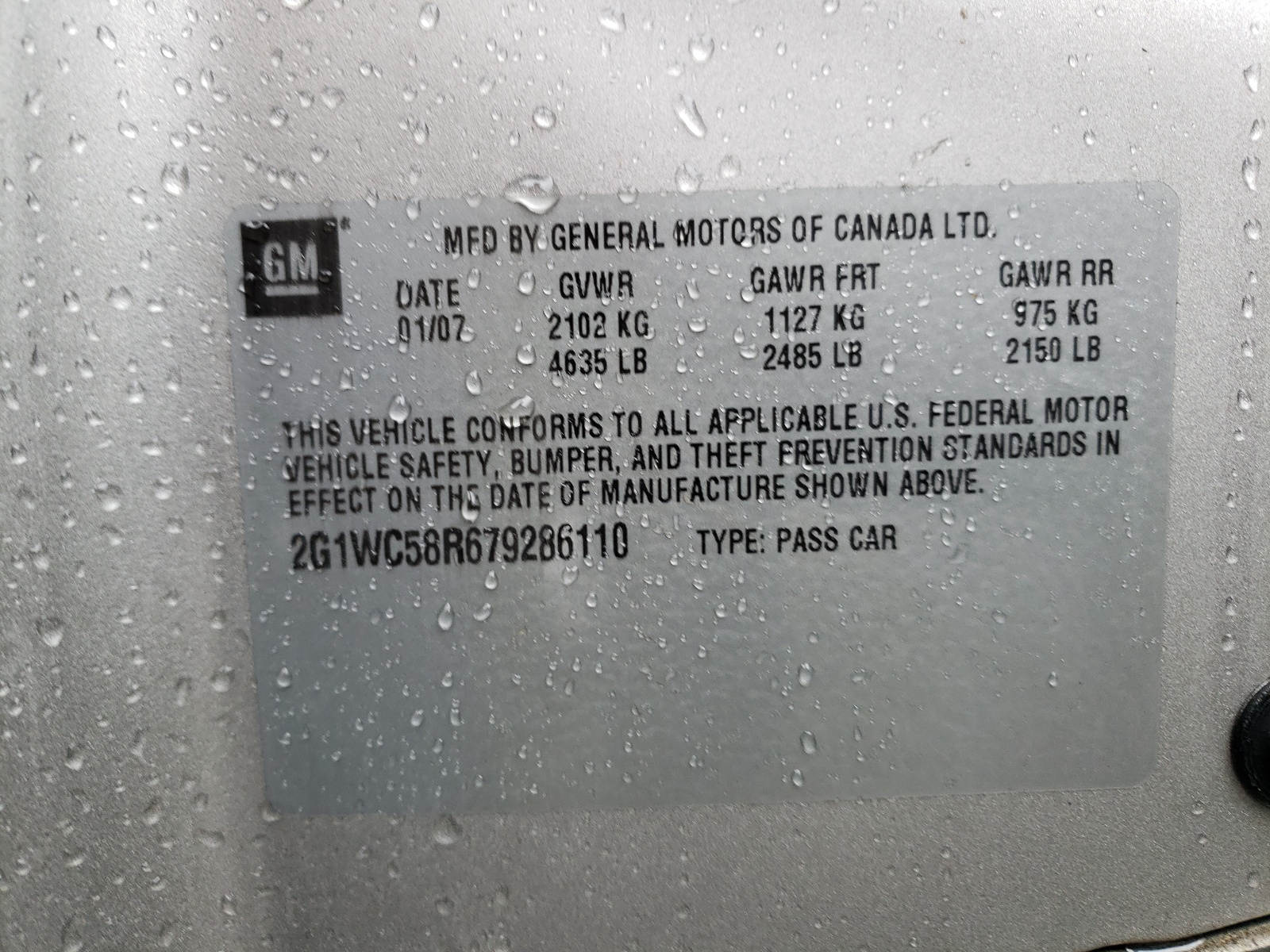 Photo 10 from auction – 2007 CHEVROLET IMPALA LT with VIN 2G1WC58R679286110