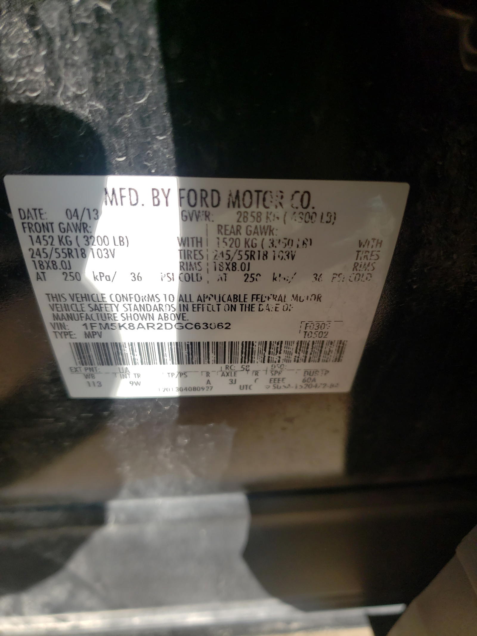 Photo 10 from auction – 2013 FORD EXPLORER P with VIN 1FM5K8AR2DGC63062