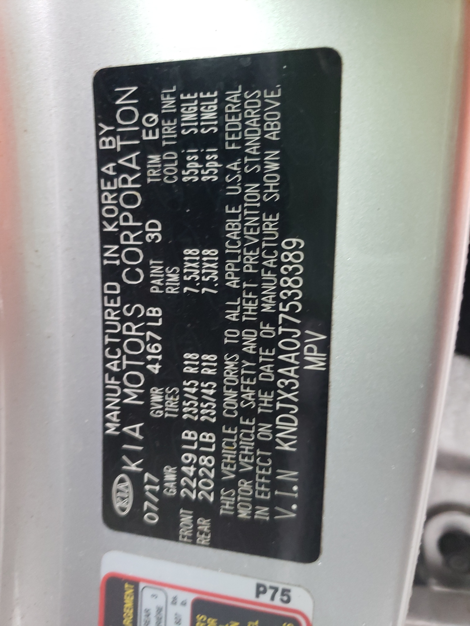 Photo 10 from auction – 2018 KIA SOUL ! with VIN KNDJX3AA0J7538389