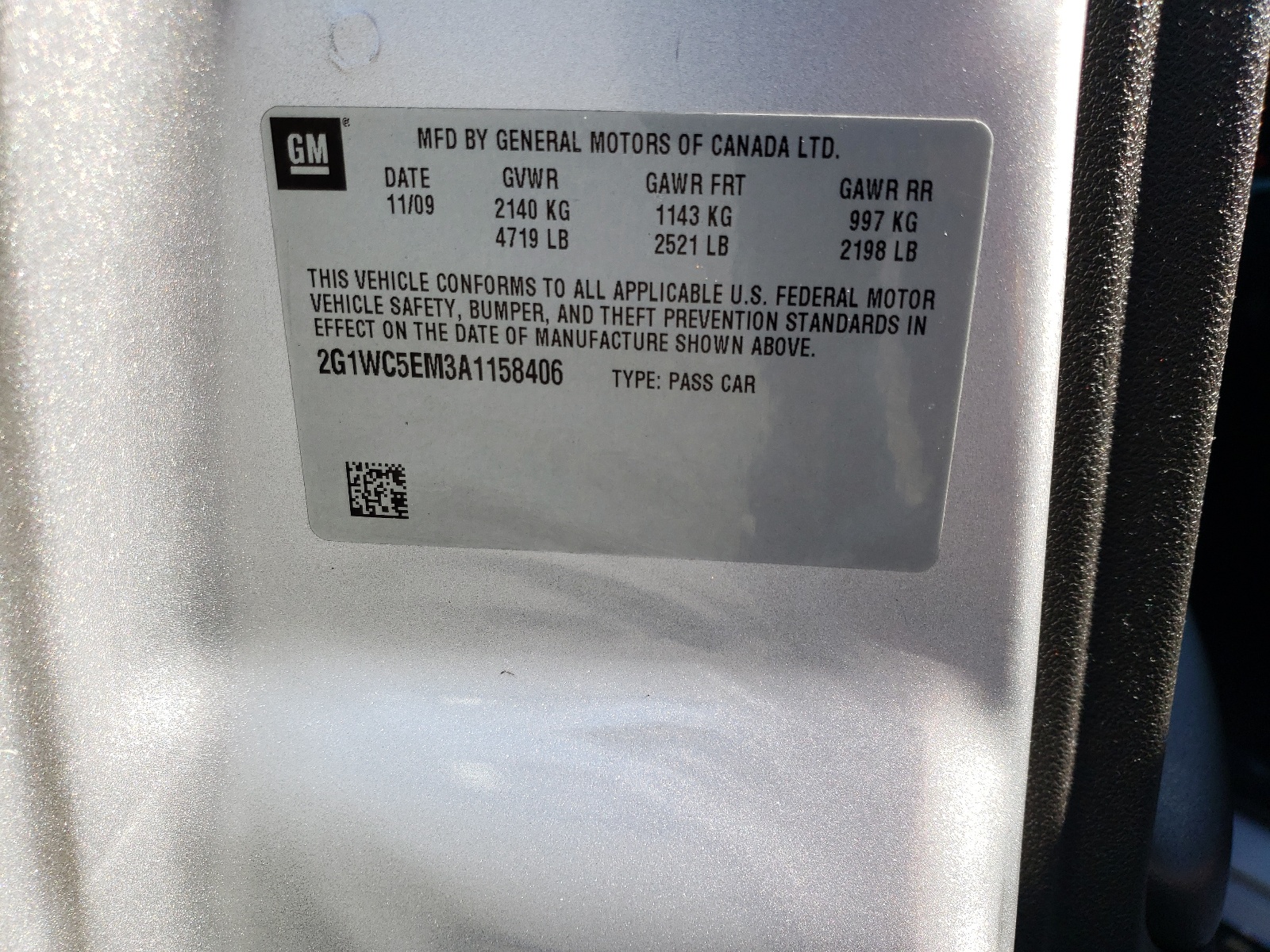 Photo 10 from auction – 2010 CHEVROLET IMPALA LTZ with VIN 2G1WC5EM3A1158406