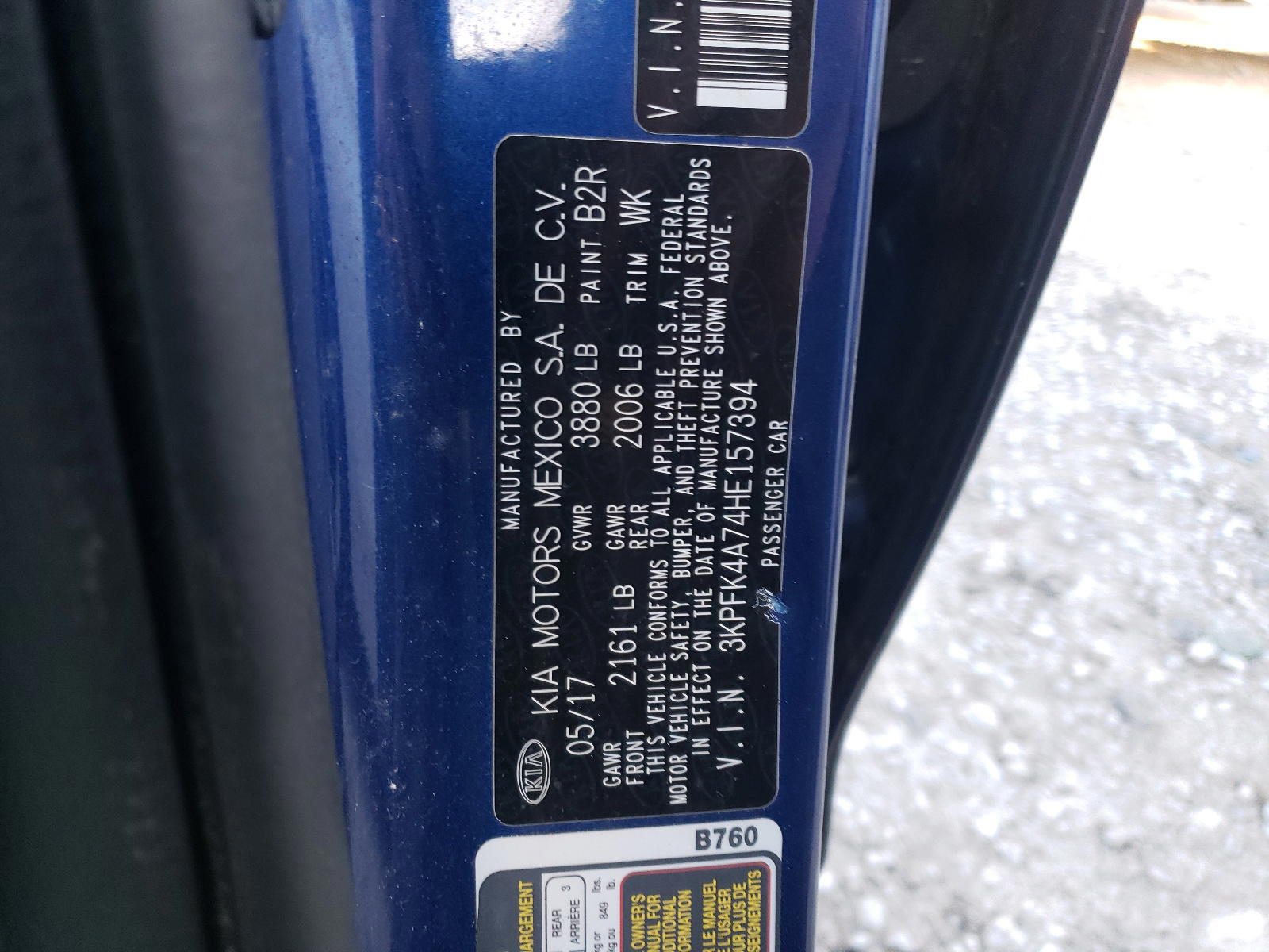Photo 10 from auction – 2017 KIA FORTE LX with VIN 3KPFK4A74HE157394