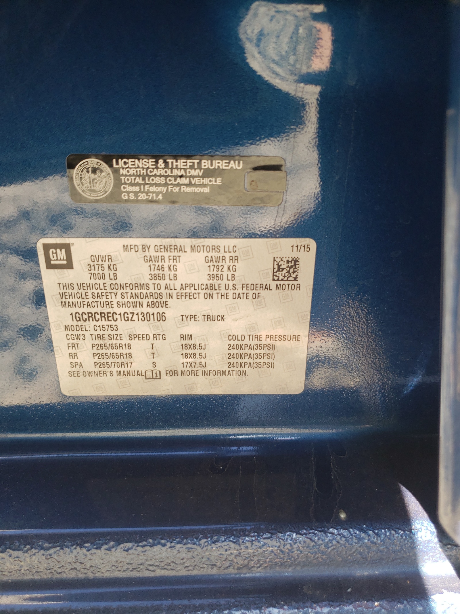 Photo 10 from auction – 2016 CHEVROLET SILVERADO with VIN 1GCRCREC1GZ130106