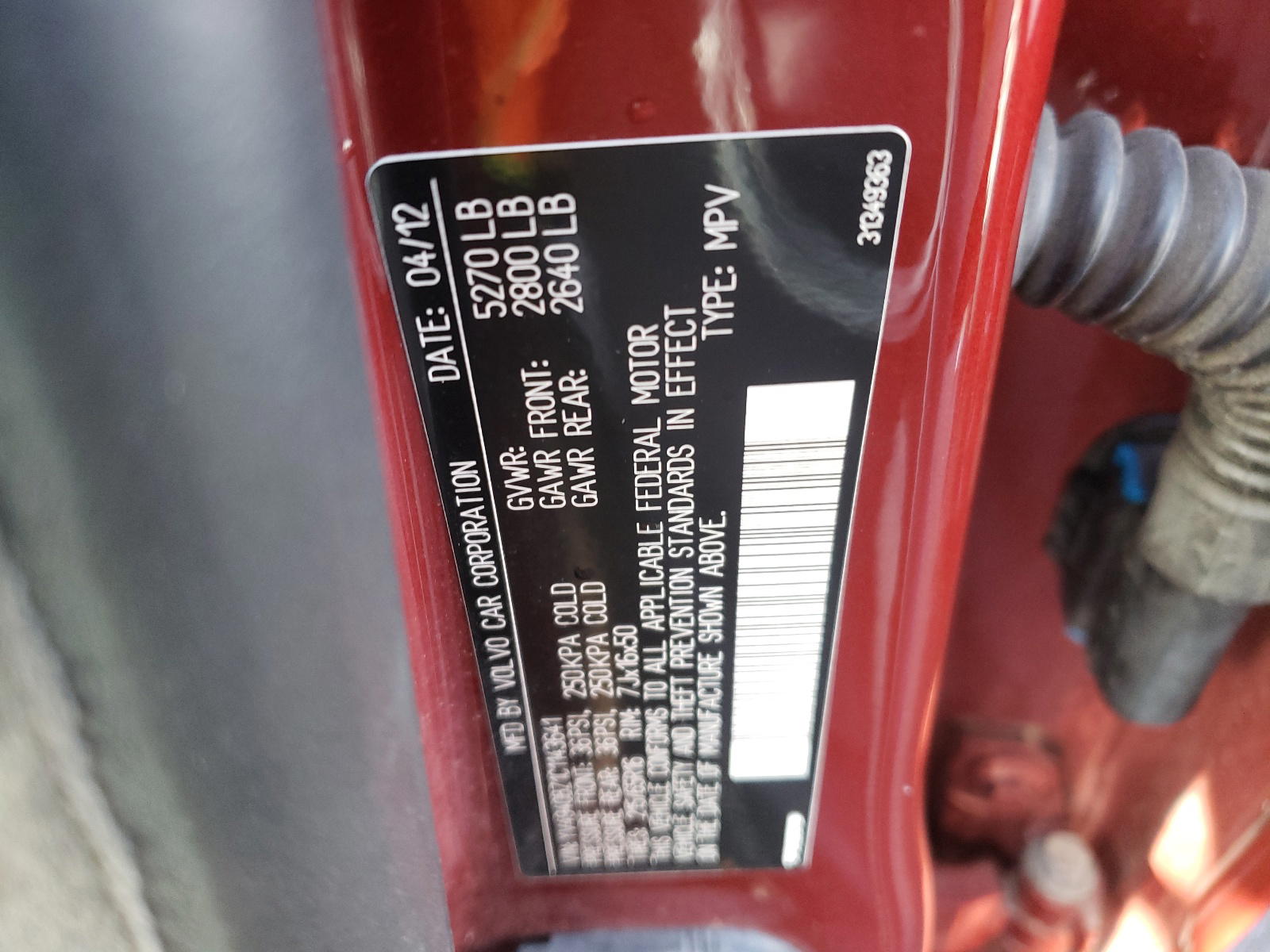 Photo 10 from auction – 2012 VOLVO XC70 3.2 with VIN YV4940BZ1C1143641