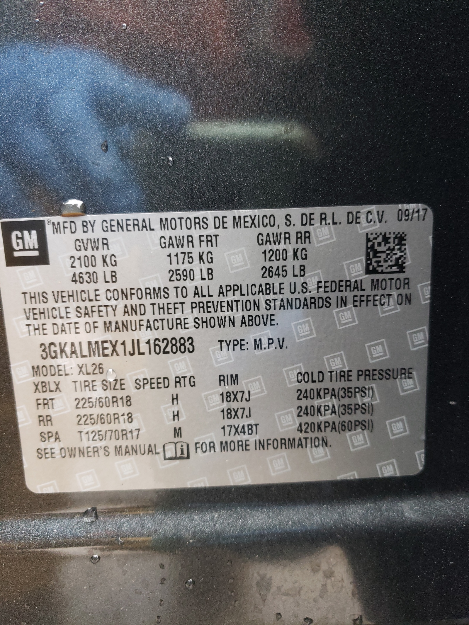 Photo 10 from auction – 2018 GMC TERRAIN SL with VIN 3GKALMEX1JL162883