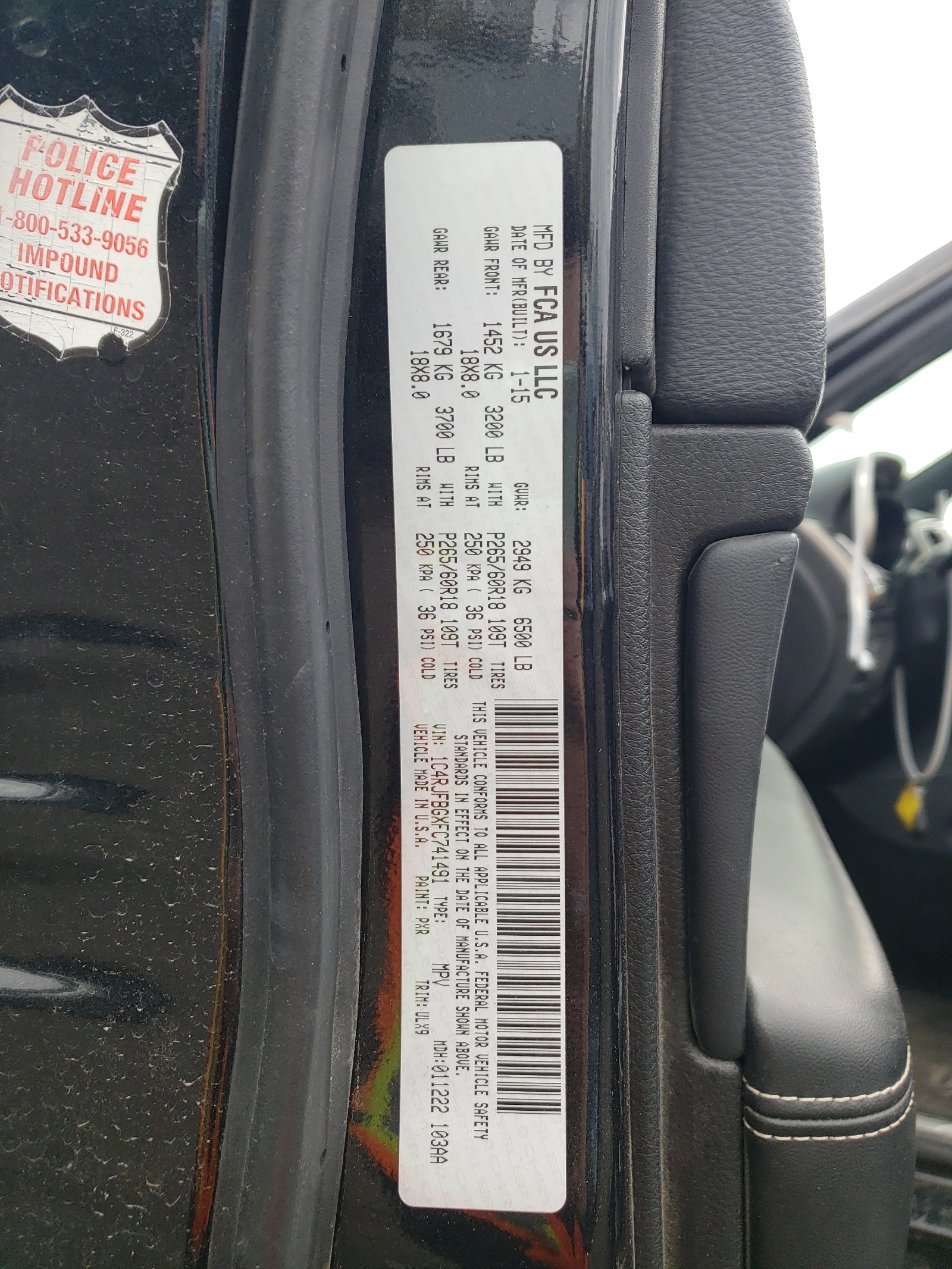 Photo 10 from auction – 2015 JEEP GRAND CHER with VIN 1C4RJFBGXFC741491