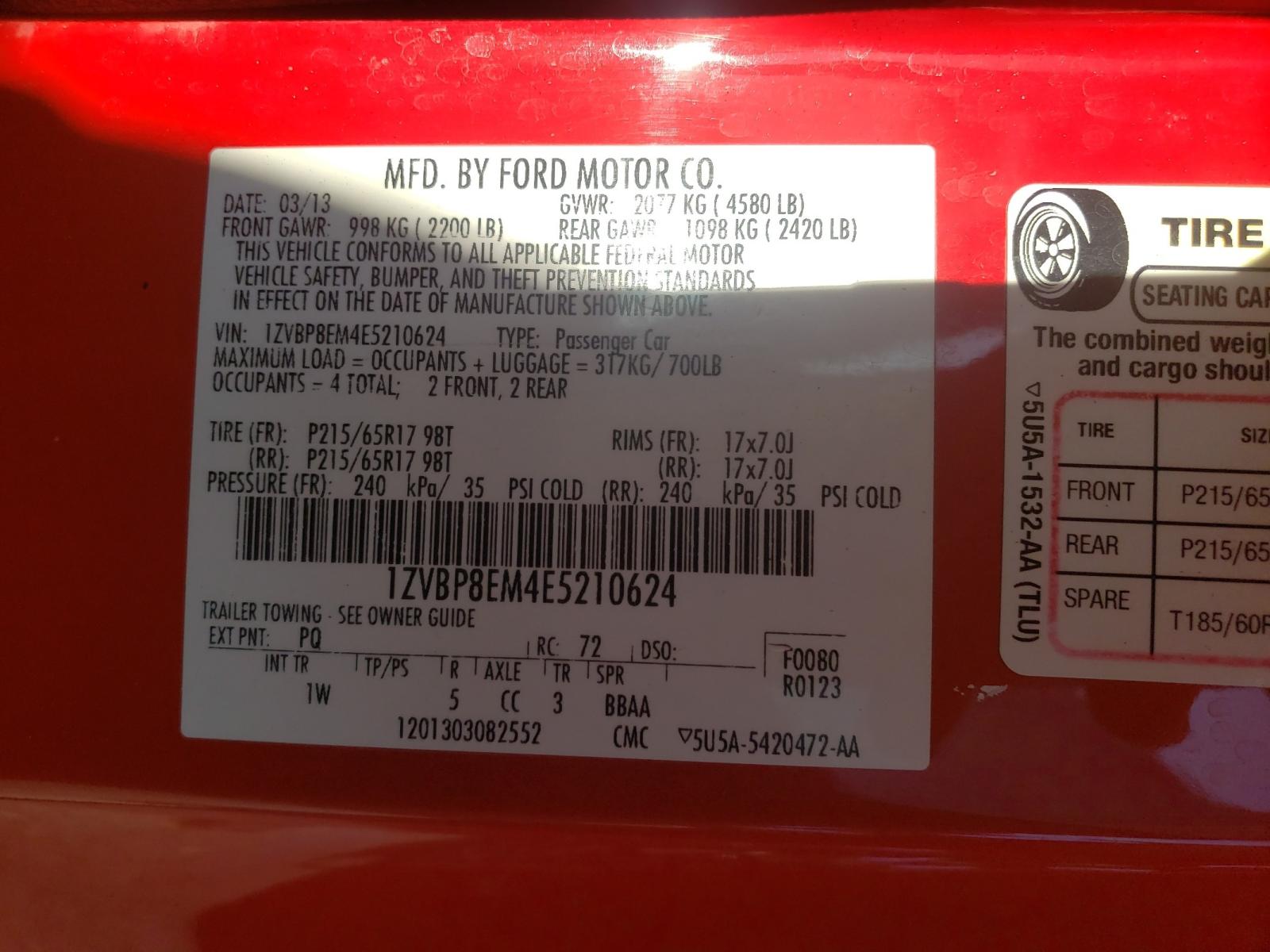 Photo 10 from auction – 2014 FORD MUSTANG with VIN 1ZVBP8EM4E5210624