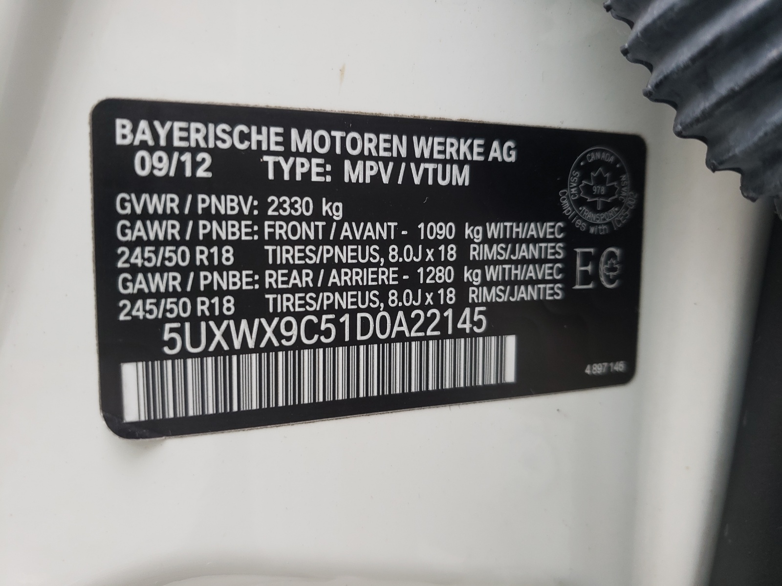 Photo 10 from auction – 2013 BMW X3 XDRIVE2 with VIN 5UXWX9C51D0A22145