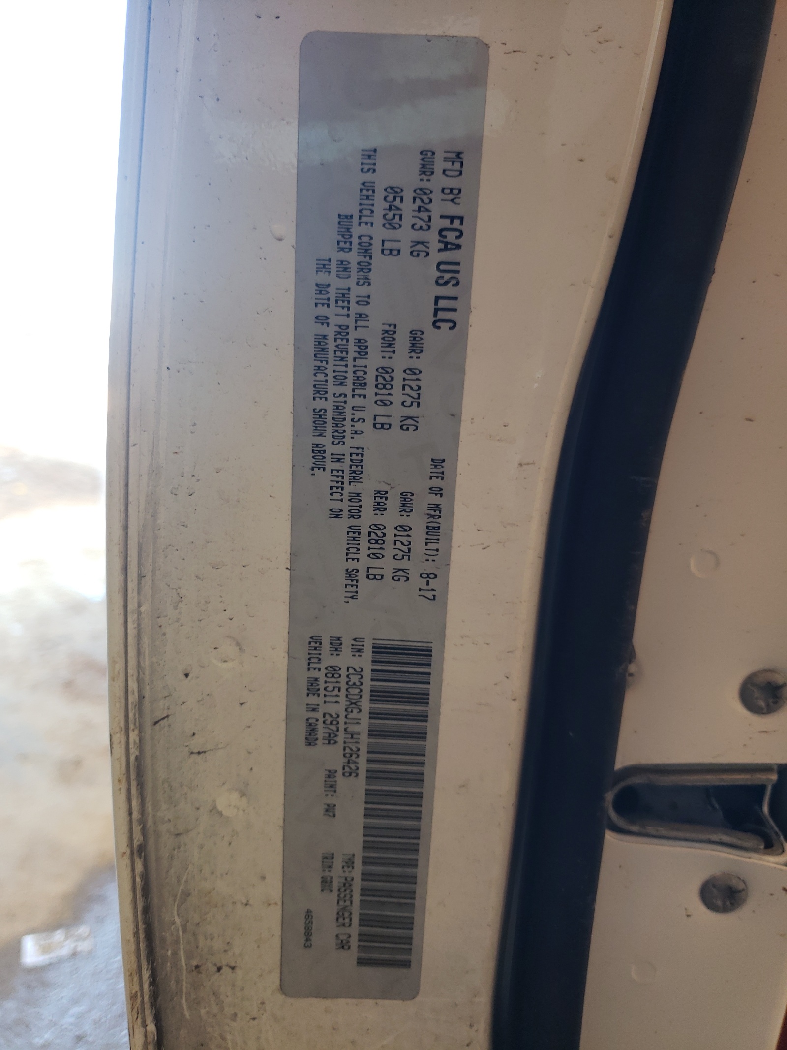 Photo 10 from auction – 2018 DODGE CHARGER R/ with VIN 2C3CDXGJ1JH126426