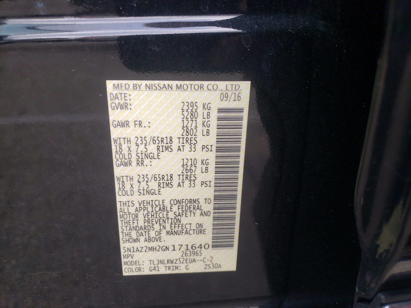 Photo 10 from auction – 2016 NISSAN MURANO S with VIN 5N1AZ2MH2GN171640