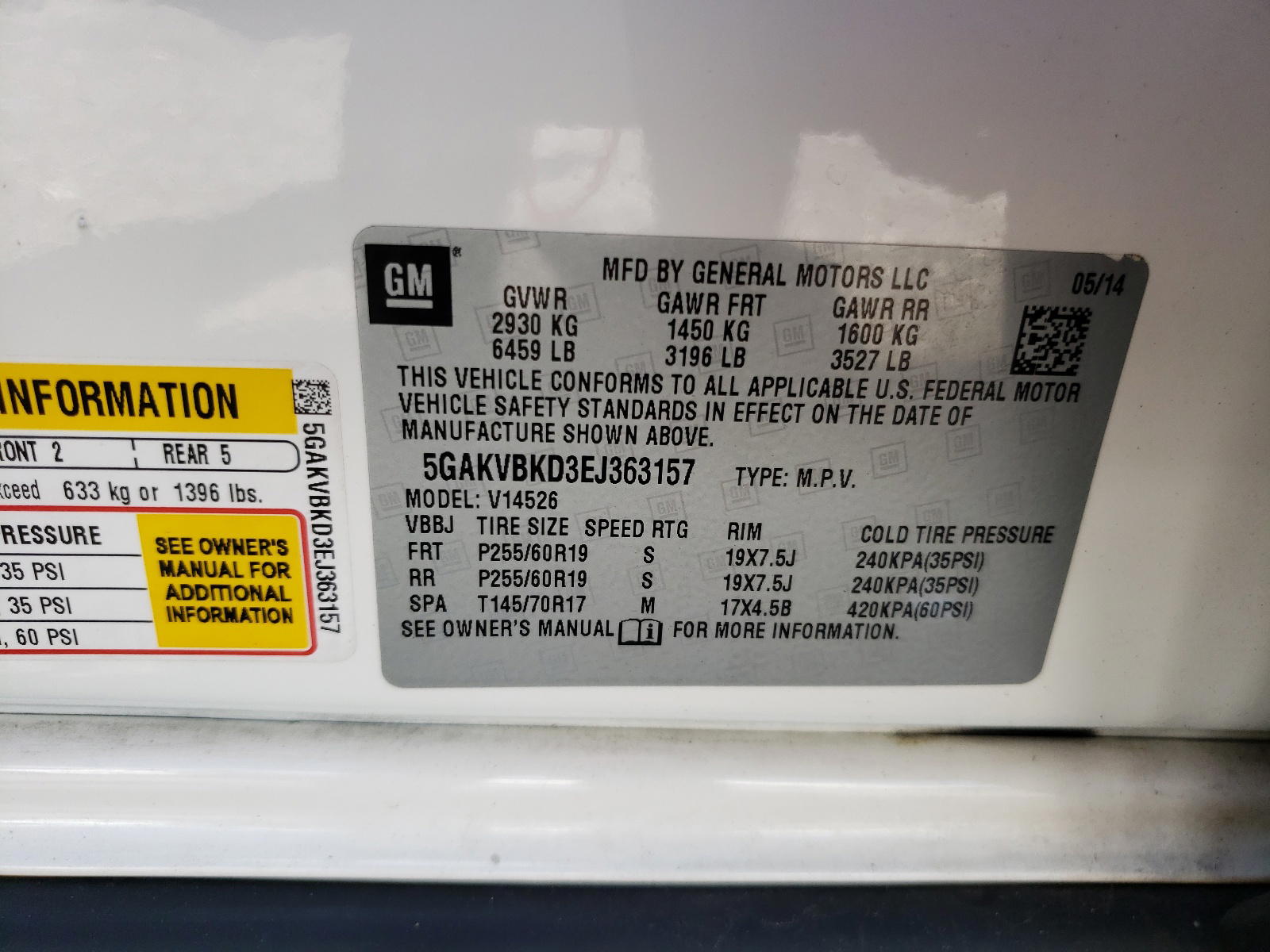 Photo 10 from auction – 2014 BUICK ENCLAVE with VIN 5GAKVBKD3EJ363157