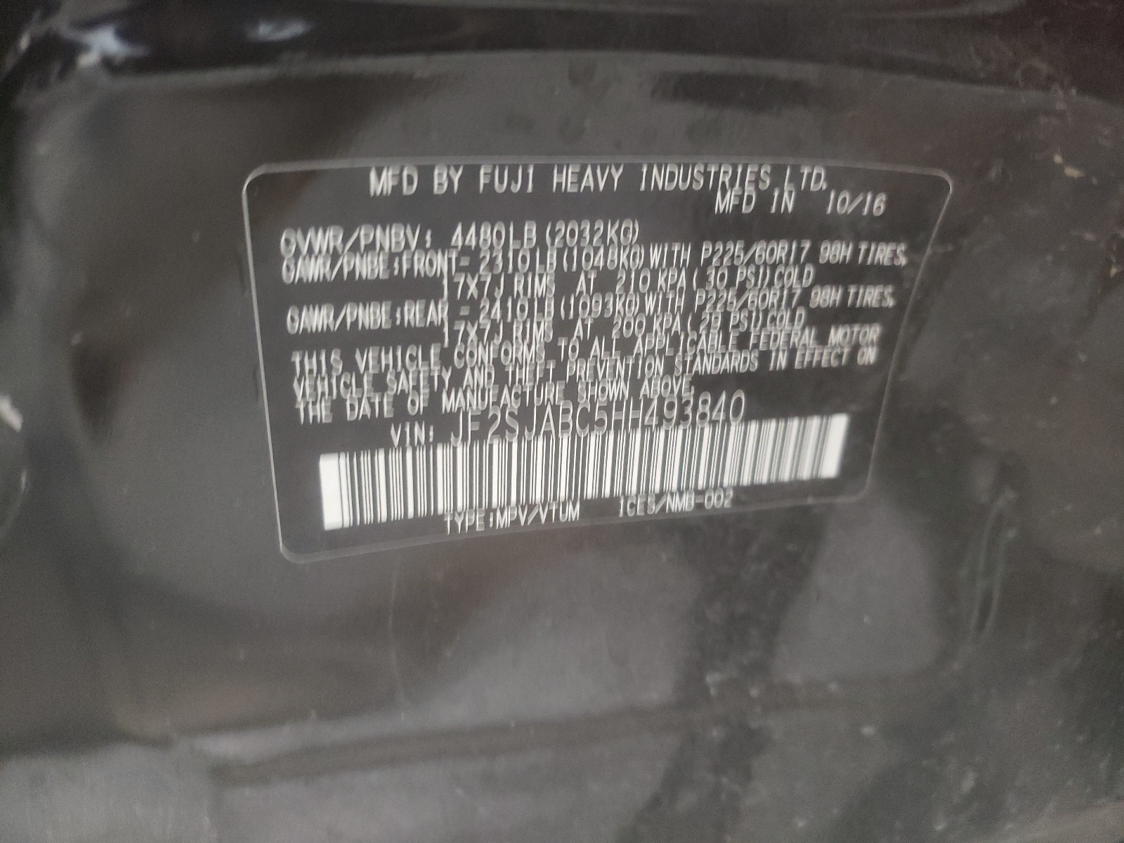 Zdjęcie 10 z aukcji – 2017 SUBARU FORESTER 2 z VIN JF2SJABC5HH493840