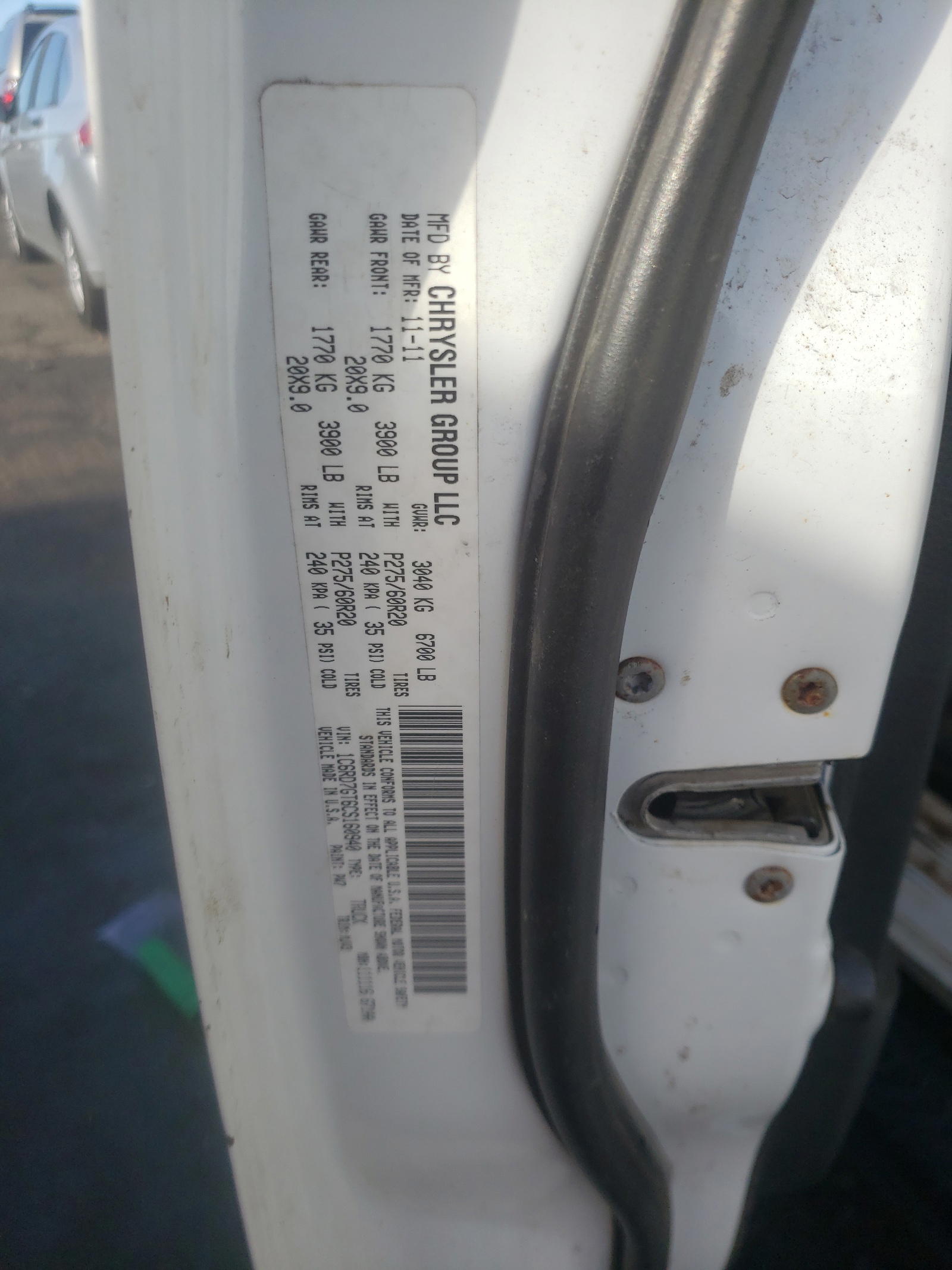 Photo 10 from auction – 2012 DODGE RAM 1500 S with VIN 1C6RD7GT6CS160940