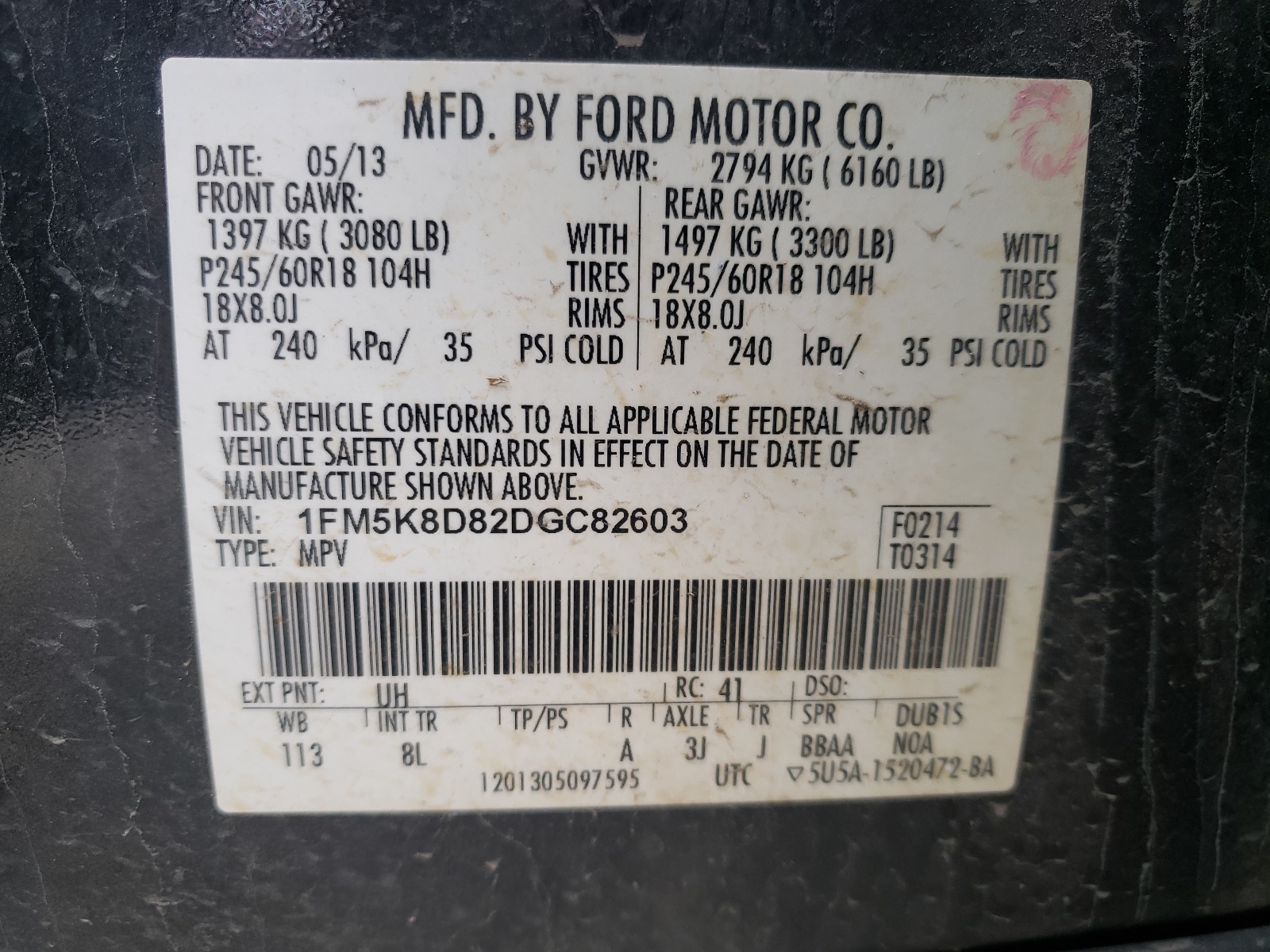 Фото 10 с аукциона – 2013 FORD EXPLORER X с VIN 1FM5K8D82DGC82603