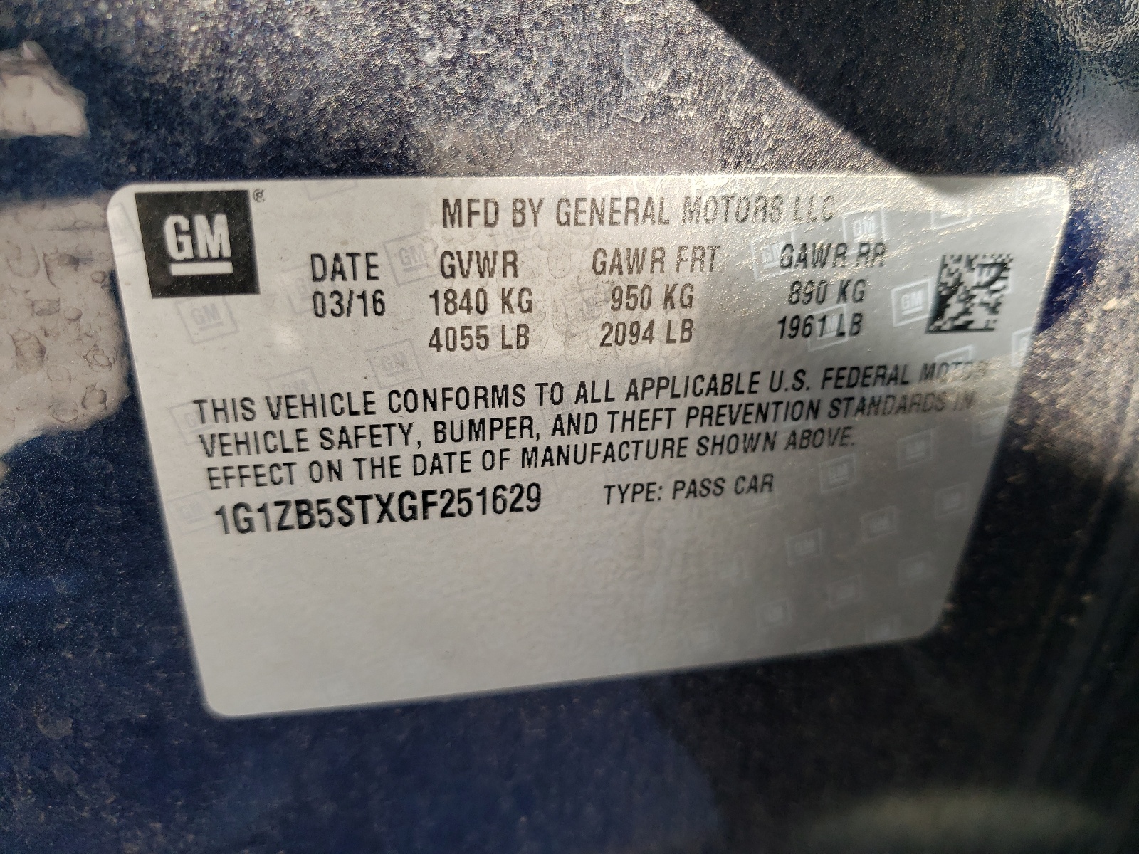 Photo 10 from auction – 2016 CHEVROLET MALIBU LS with VIN 1G1ZB5STXGF251629