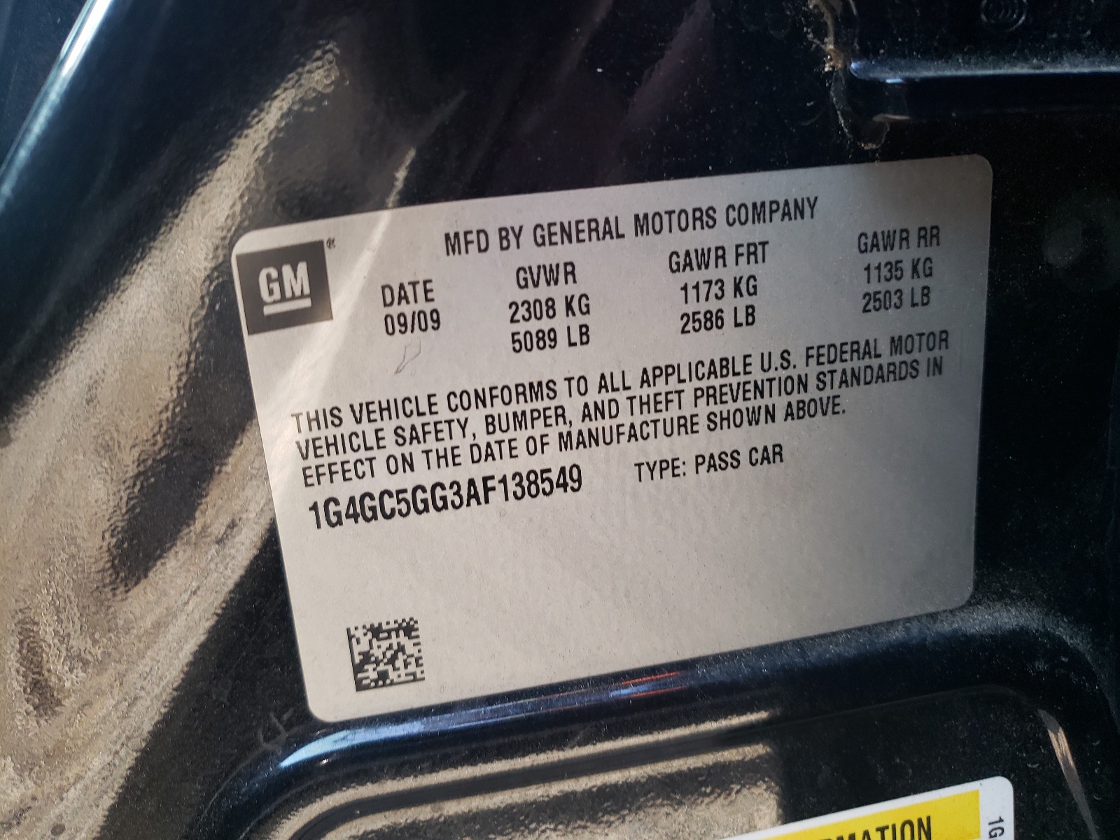 Photo 10 from auction – 2010 BUICK LACROSSE C with VIN 1G4GC5GG3AF138549