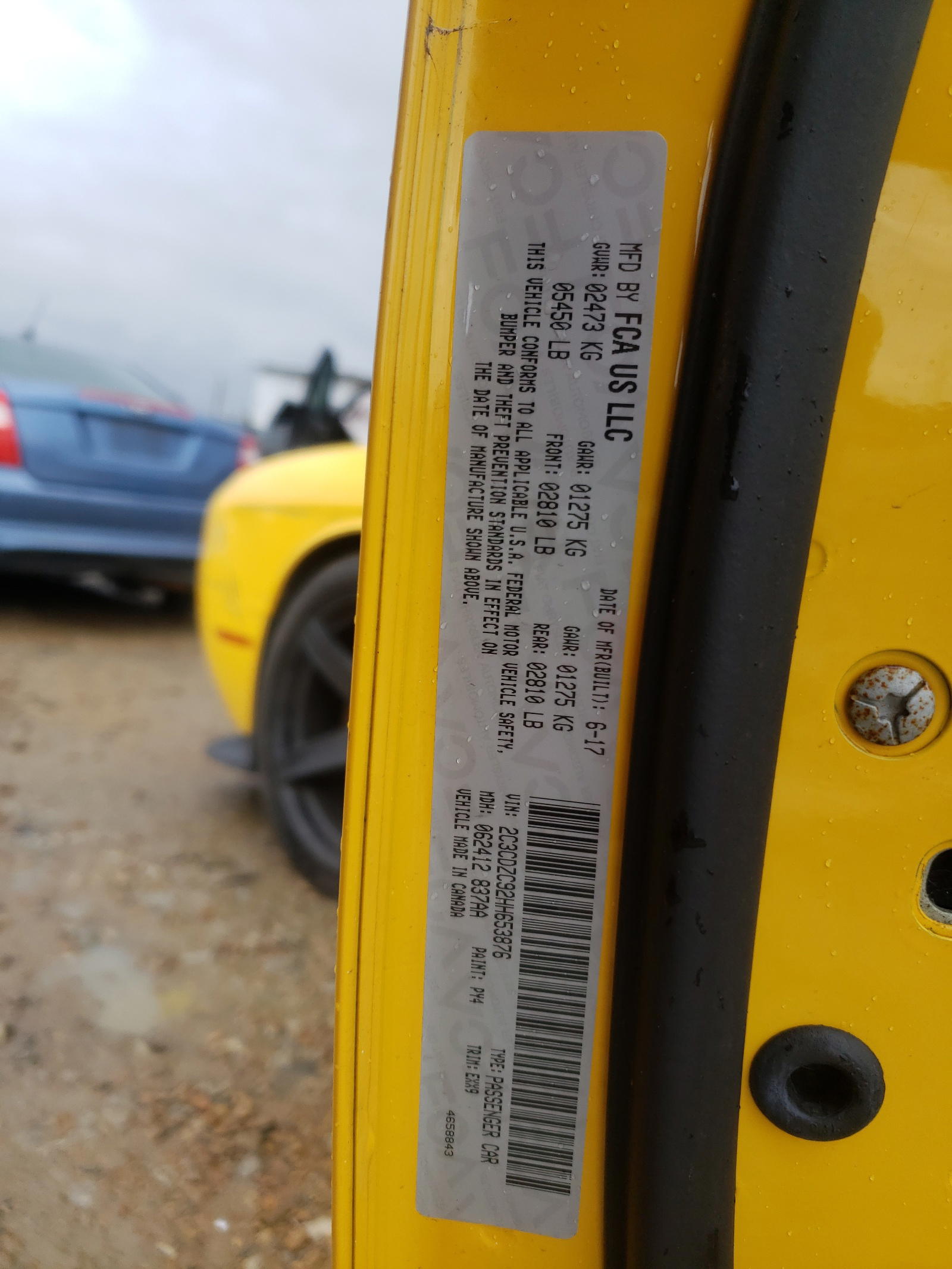 Photo 10 from auction – 2017 DODGE CHALLENGER with VIN 2C3CDZC92HH653876