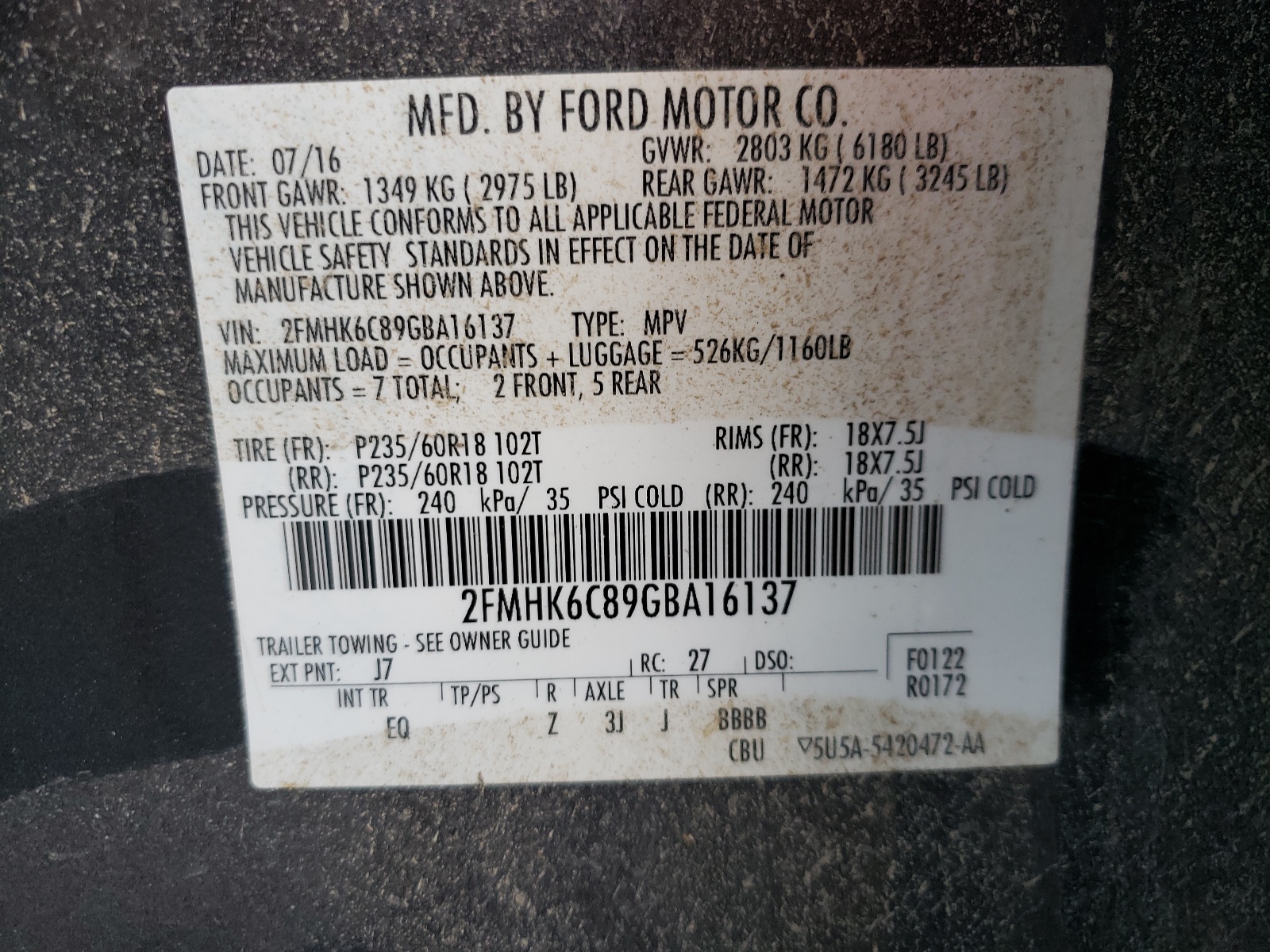 Фото 10 с аукциона – 2016 FORD FLEX SEL с VIN 2FMHK6C89GBA16137