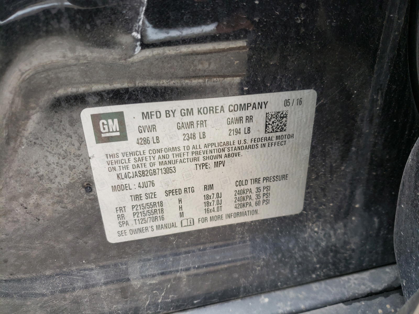 Photo 10 from auction – 2016 BUICK ENCORE with VIN KL4CJASB2GB713053