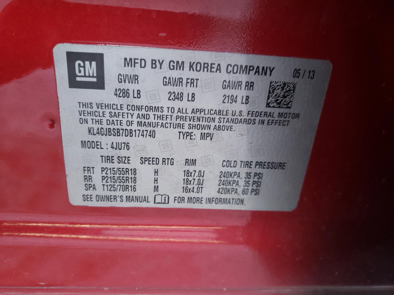 Photo 10 from auction – 2013 BUICK ENCORE CON with VIN KL4CJBSB7DB174740