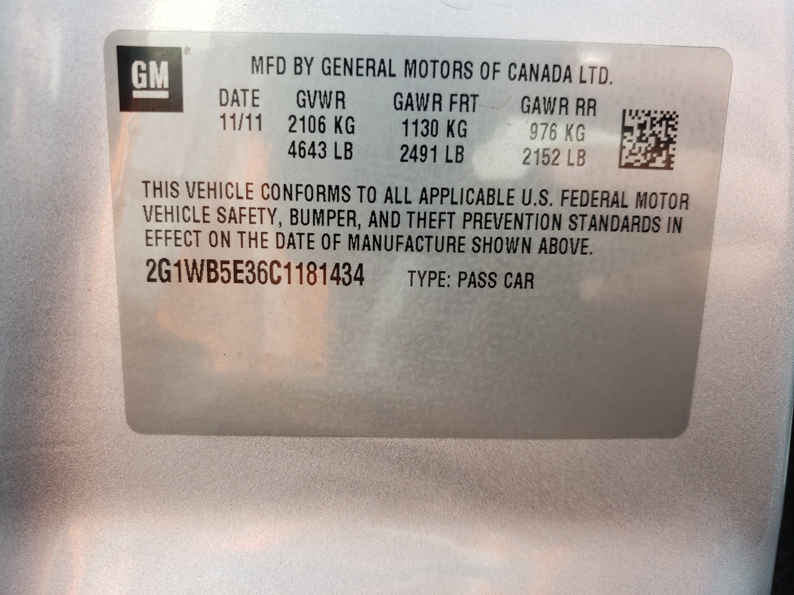 Photo 10 from auction – 2012 CHEVROLET IMPALA LT with VIN 2G1WB5E36C1181434