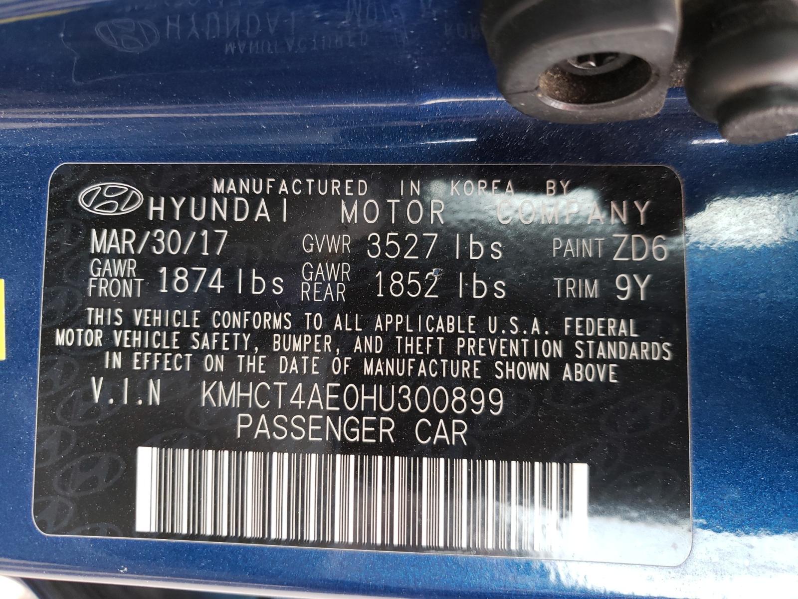 Photo 10 from auction – 2017 HYUNDAI ACCENT SE with VIN KMHCT4AE0HU300899