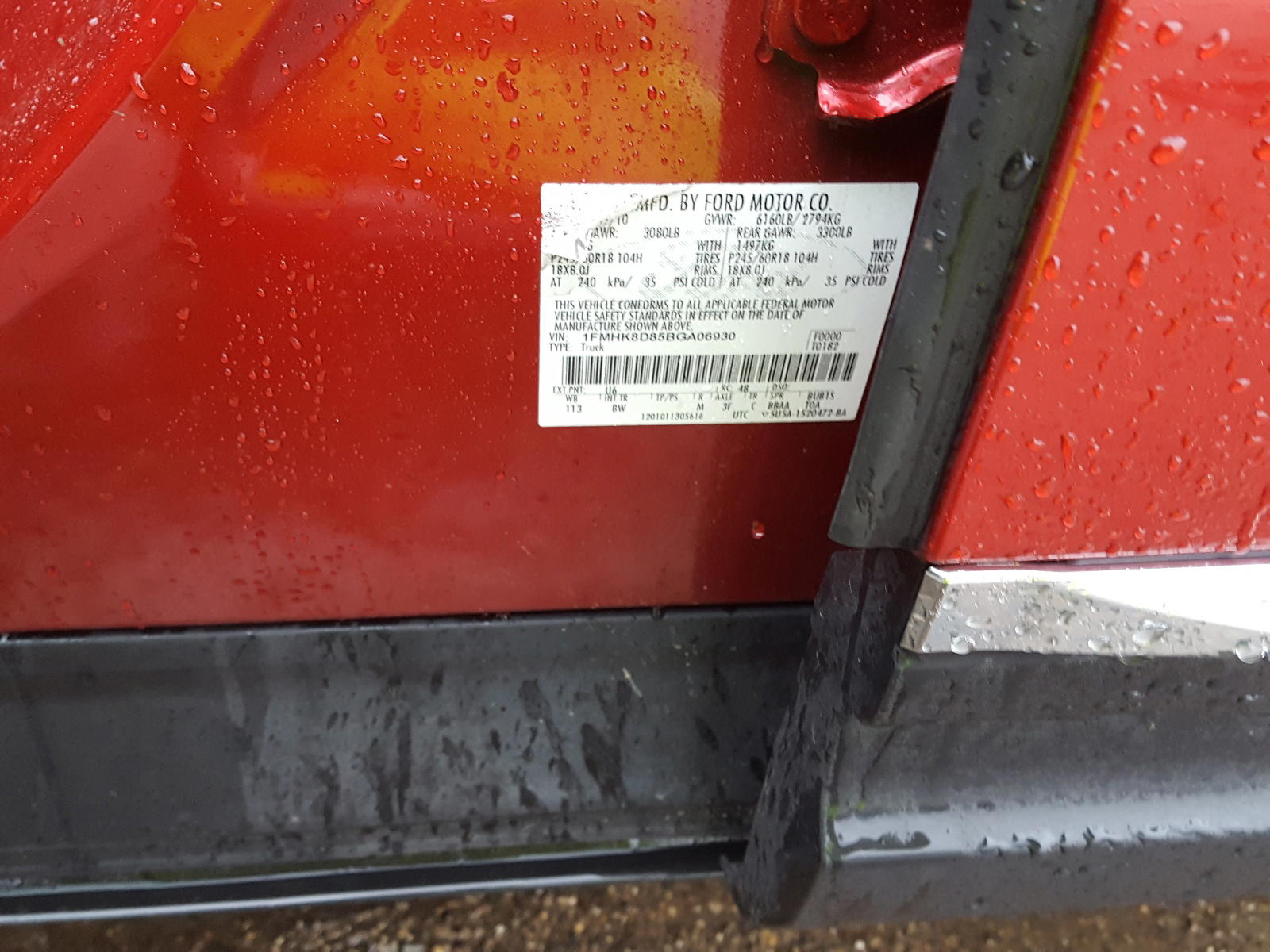 Photo 10 from auction – 2011 FORD EXPLORER X with VIN 1FMHK8D85BGA06930