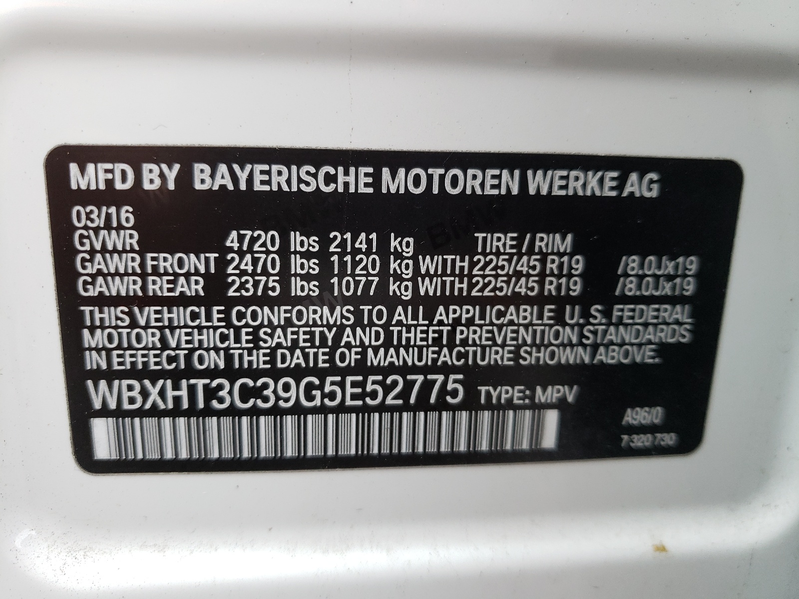 Photo 10 from auction – 2016 BMW X1 XDRIVE2 with VIN WBXHT3C39G5E52775