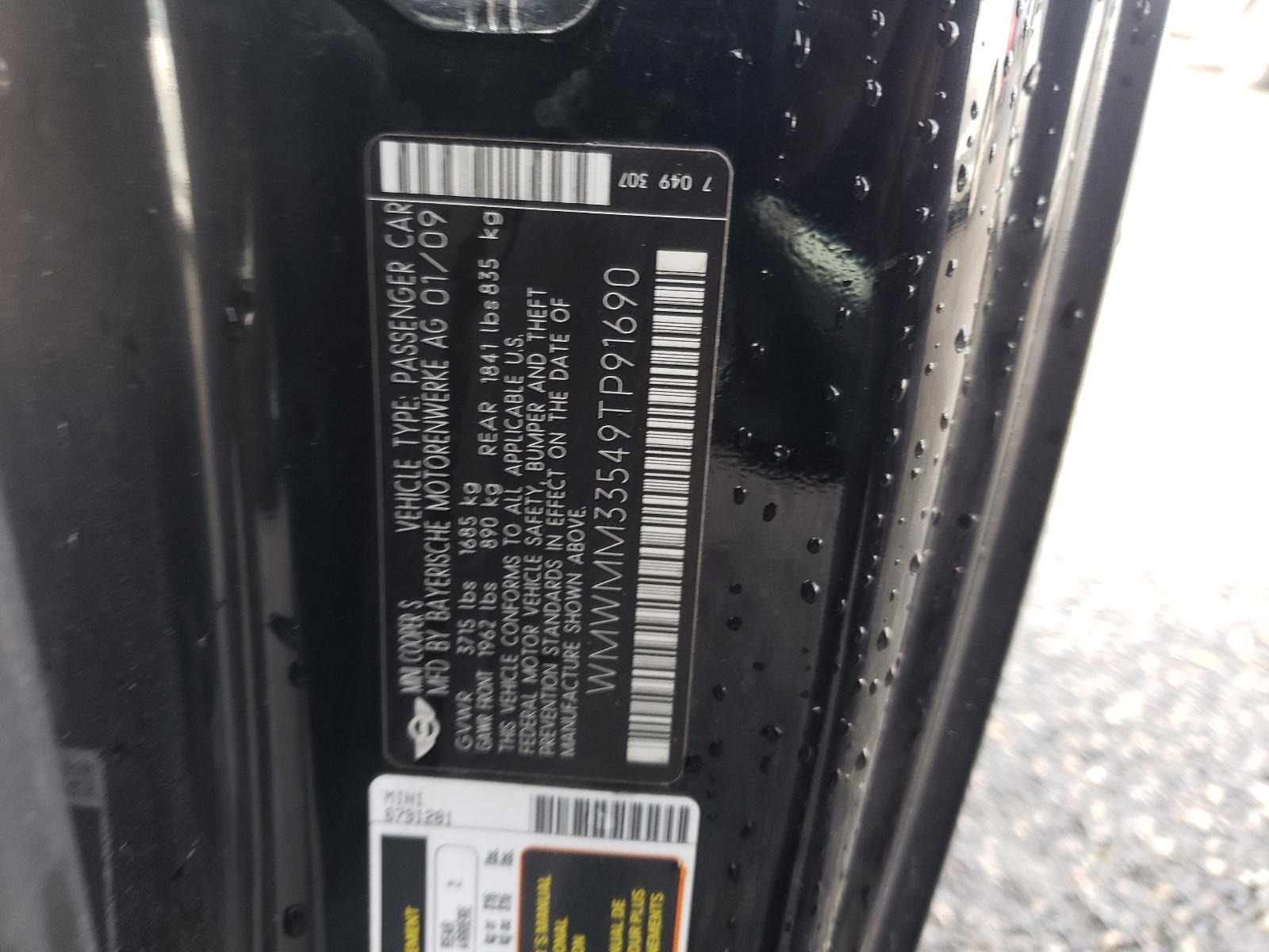 Photo 10 from auction – 2009 MINI COOPER S C with VIN WMWMM33549TP91690