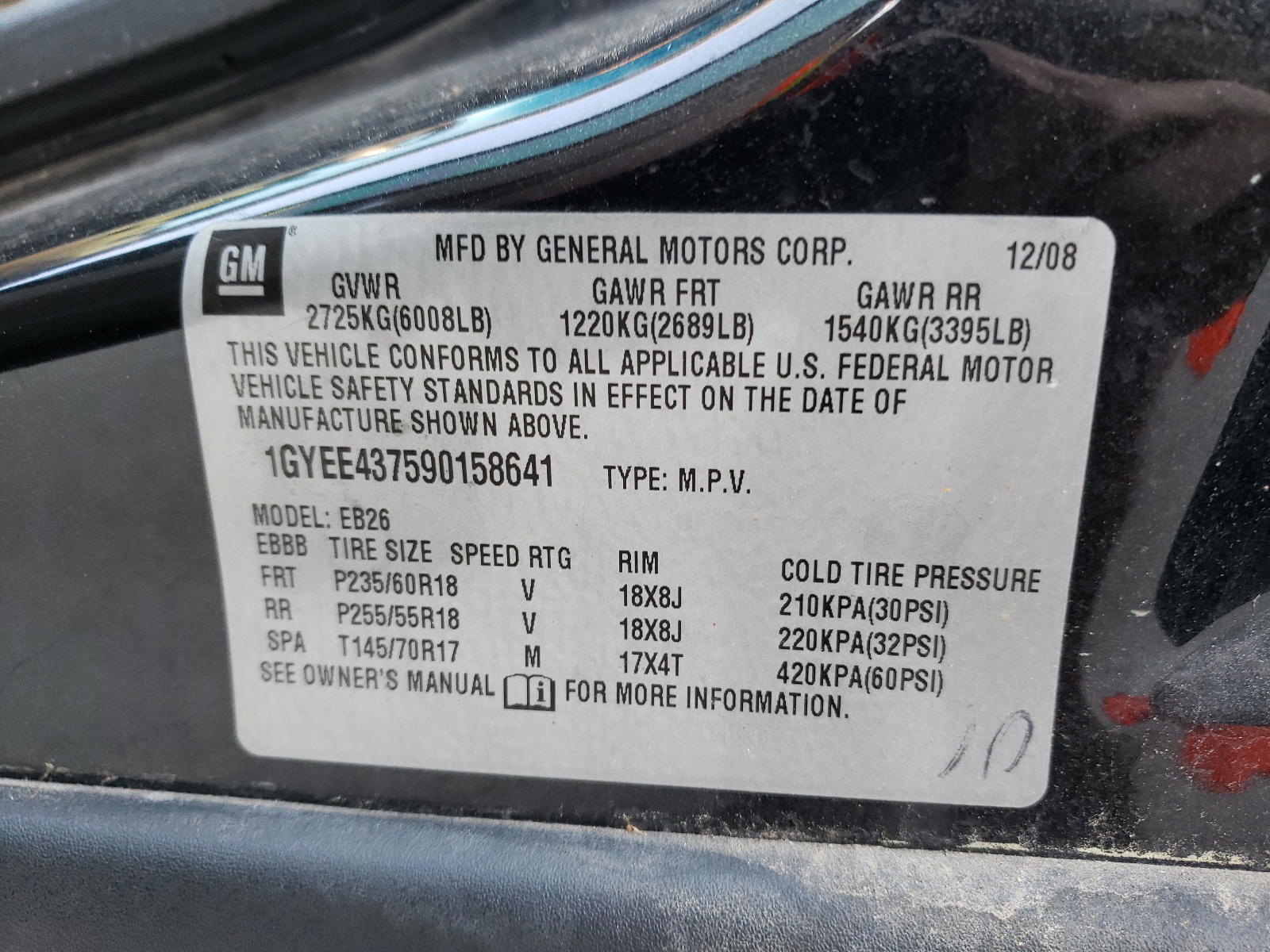 Photo 10 from auction – 2009 CADILLAC SRX with VIN 1GYEE437590158641