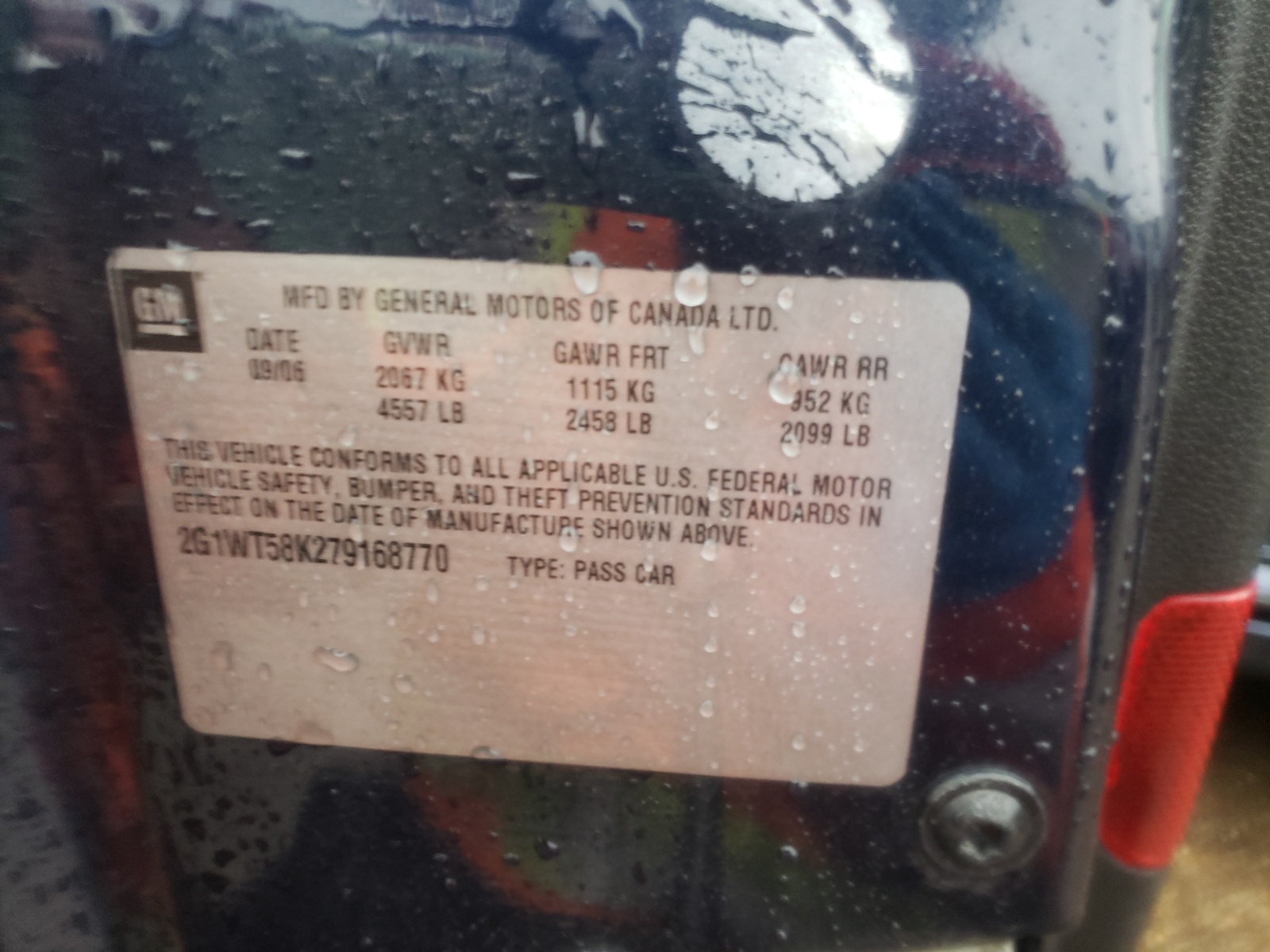 Zdjęcie 10 z aukcji – 2007 CHEVROLET IMPALA LT z VIN 2G1WT58K279168770
