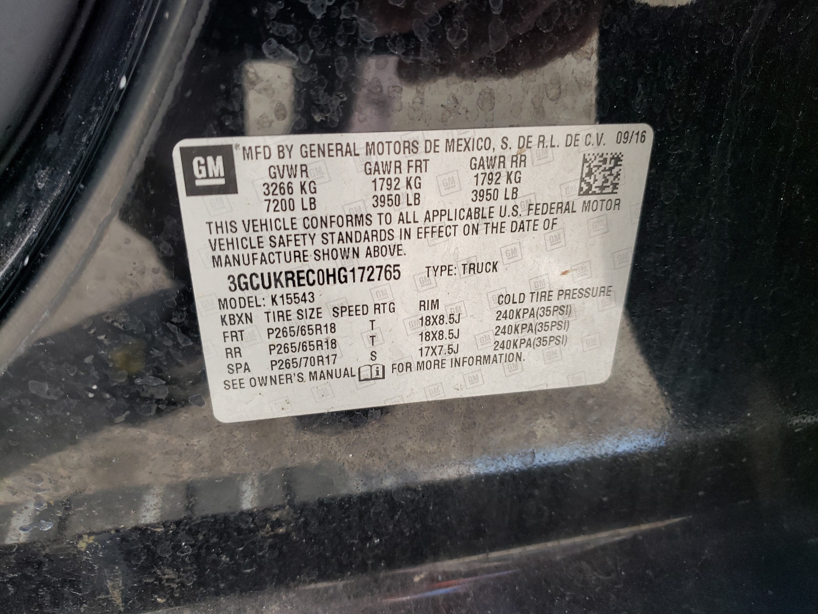 Photo 10 from auction – 2017 CHEVROLET SILVERADO with VIN 3GCUKREC0HG172765
