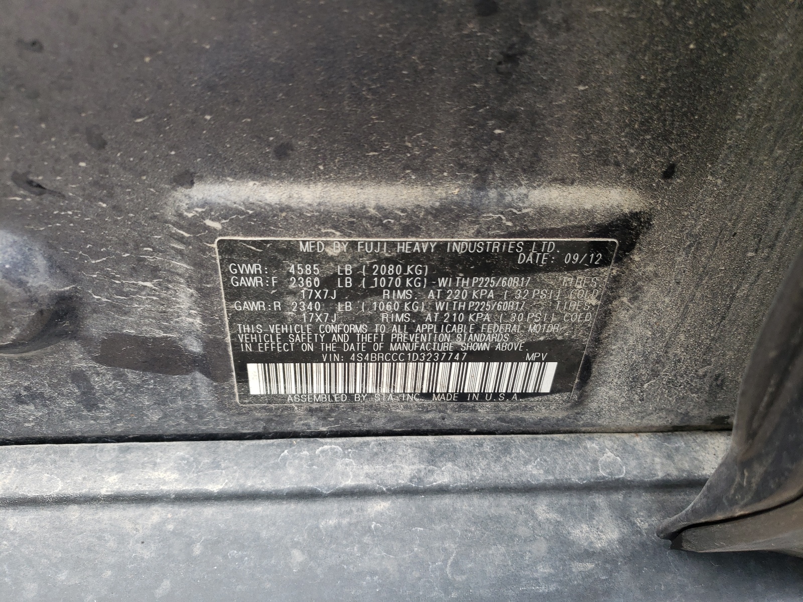 Снимка 11 от търг – 2013 SUBARU OUTBACK 2. с VIN 4S4BRCCC1D3237747