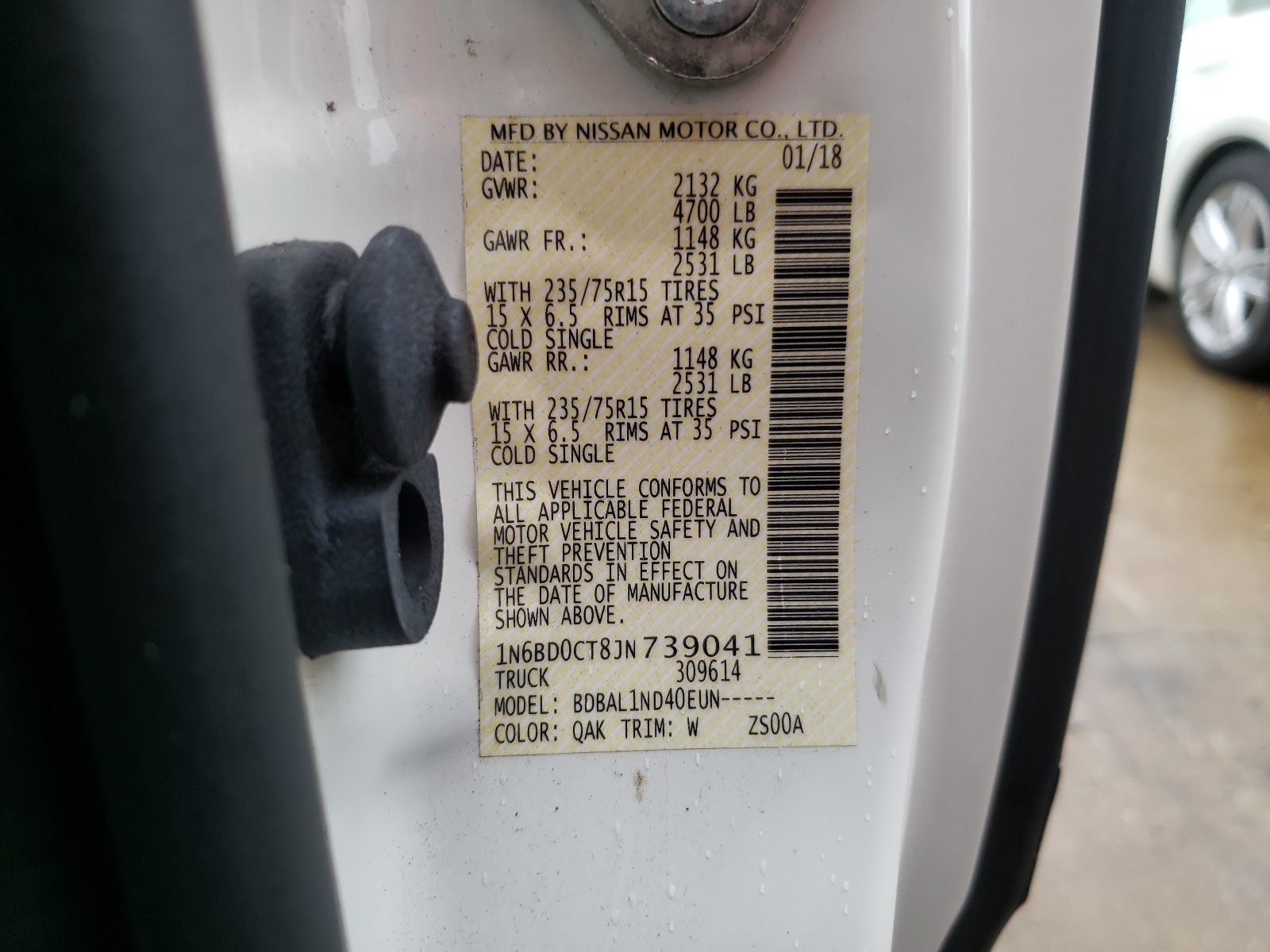 Photo 10 from auction – 2018 NISSAN FRONTIER S with VIN 1N6BD0CT8JN739041
