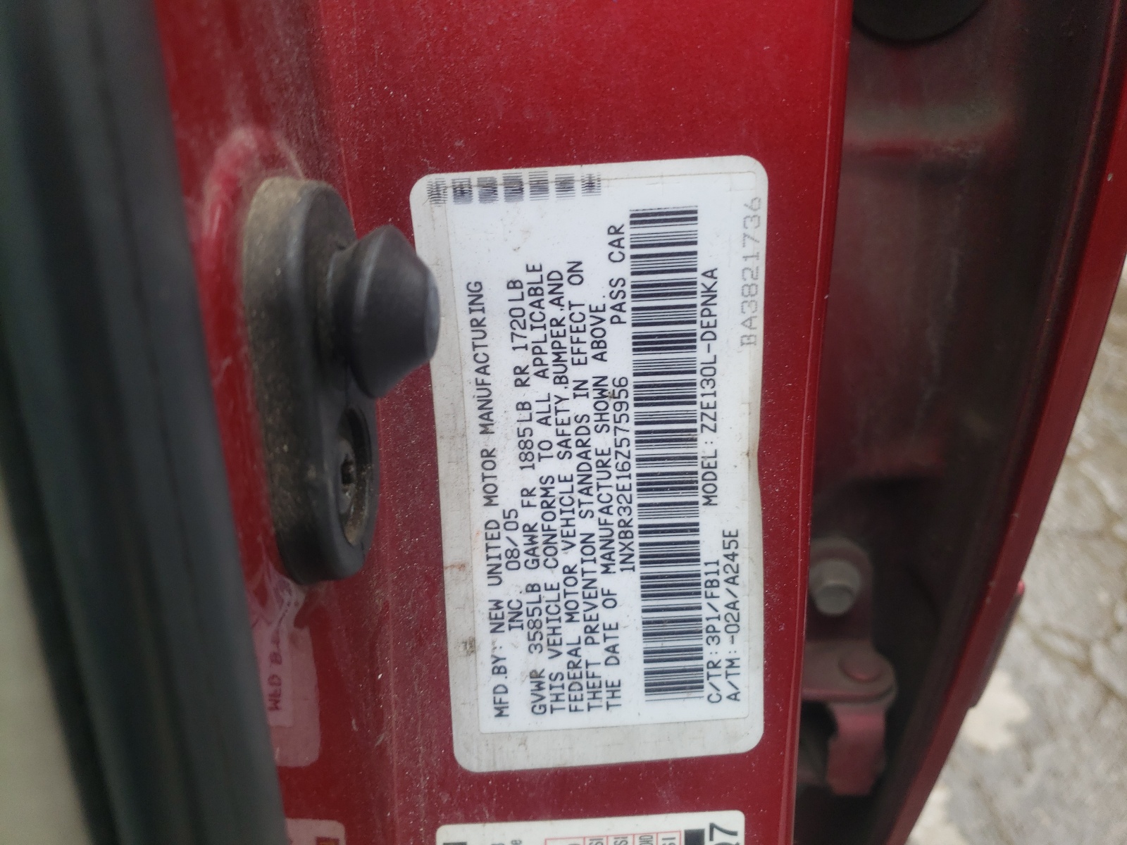 Photo 10 from auction – 2006 TOYOTA COROLLA CE with VIN 1NXBR32E16Z575956