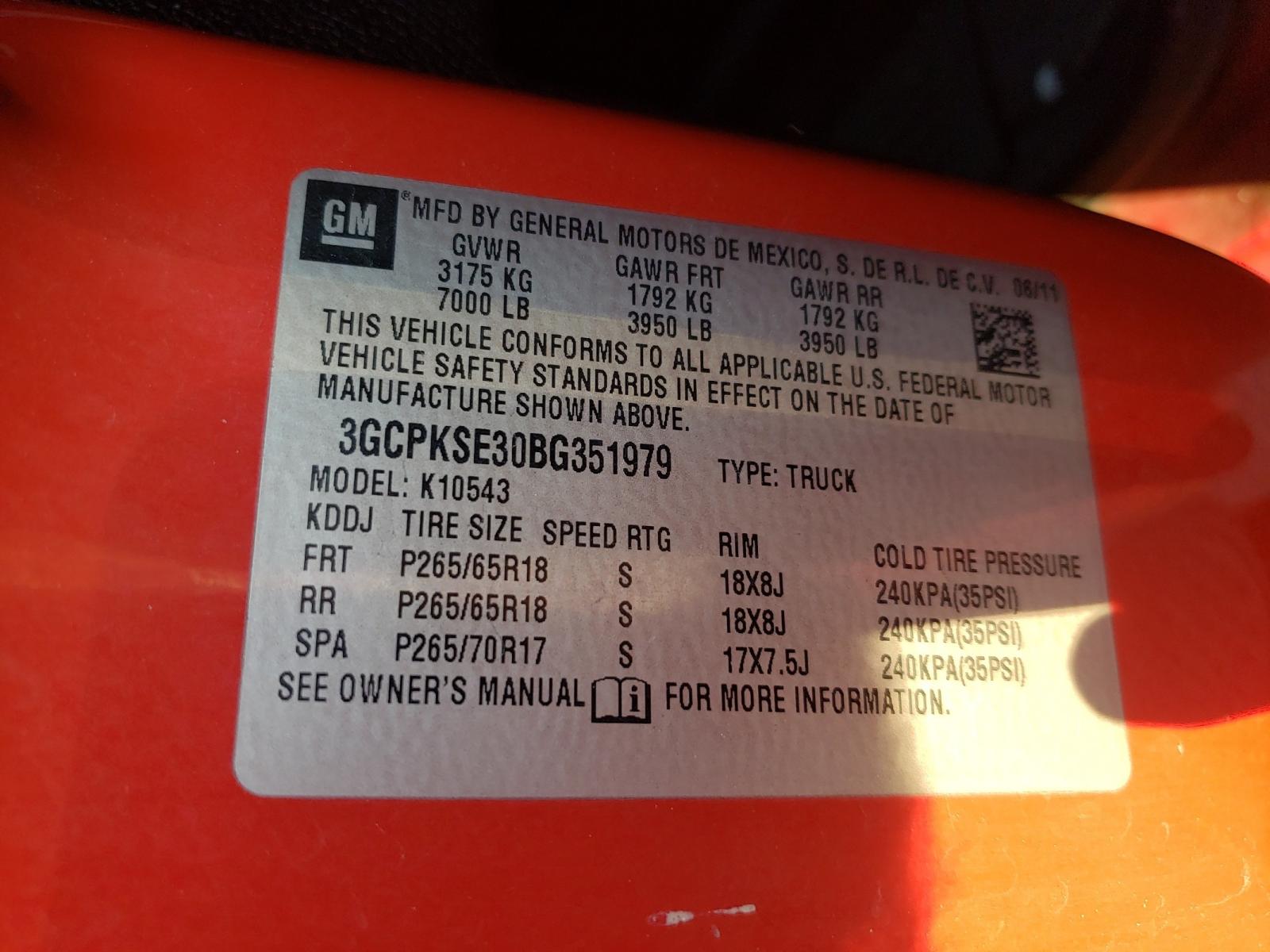Photo 10 from auction – 2011 CHEVROLET SILVERADO with VIN 3GCPKSE30BG351979