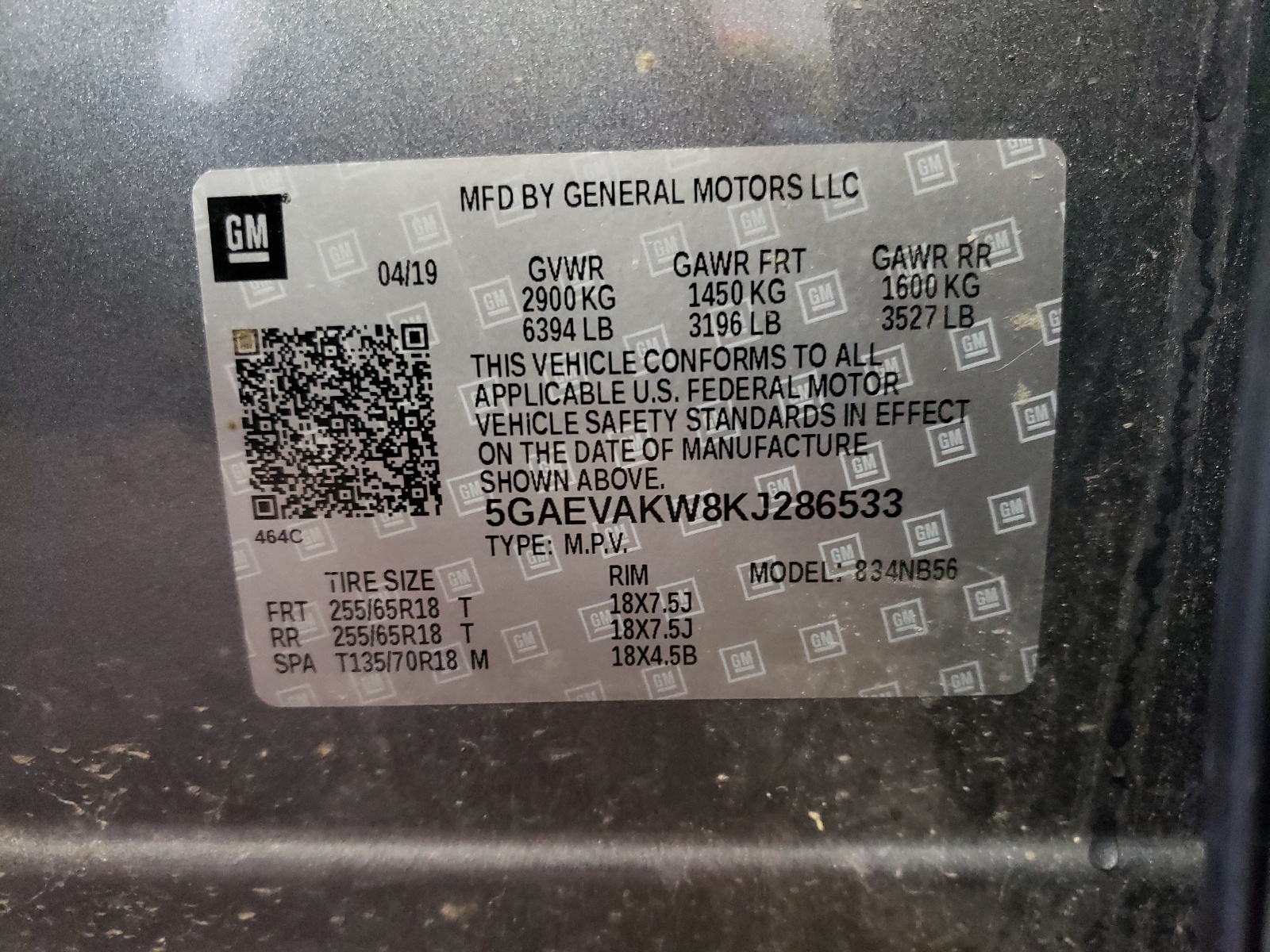 Photo 10 from auction – 2019 BUICK ENCLAVE ES with VIN 5GAEVAKW8KJ286533