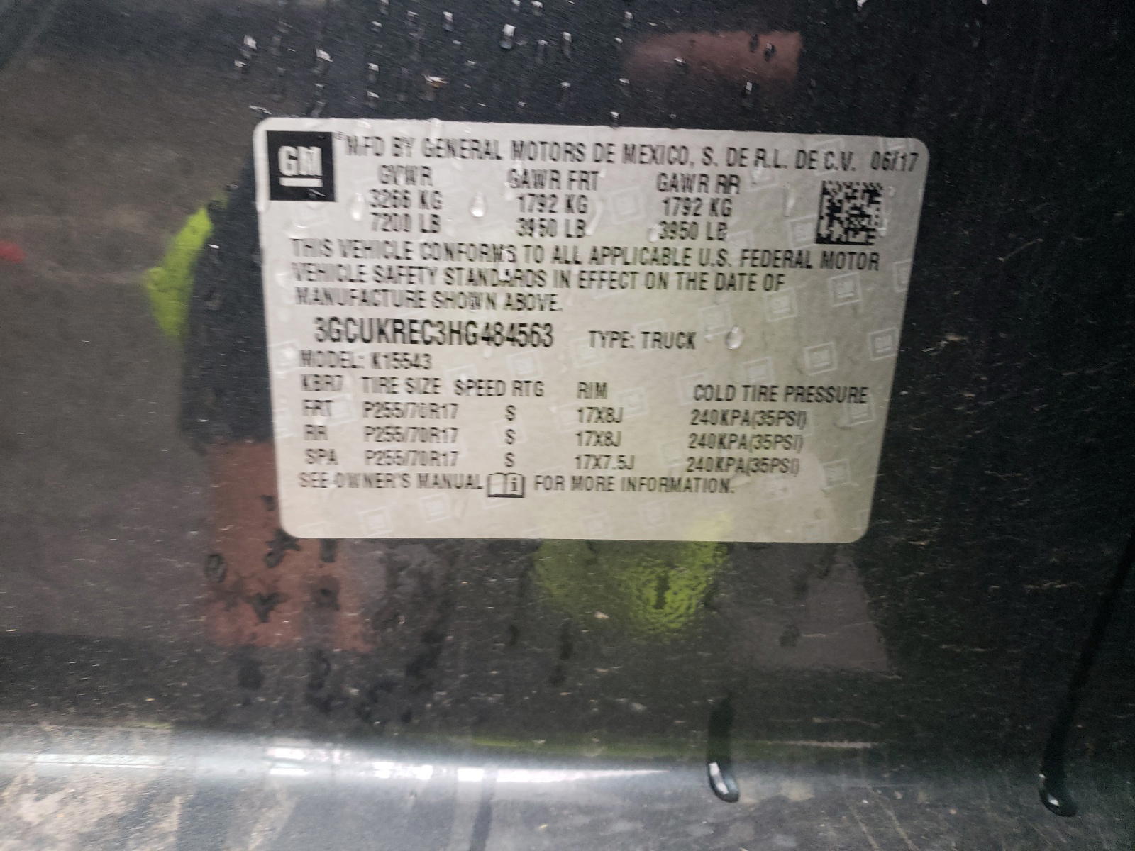 Photo 10 from auction – 2017 CHEVROLET SILVERADO with VIN 3GCUKREC3HG484563